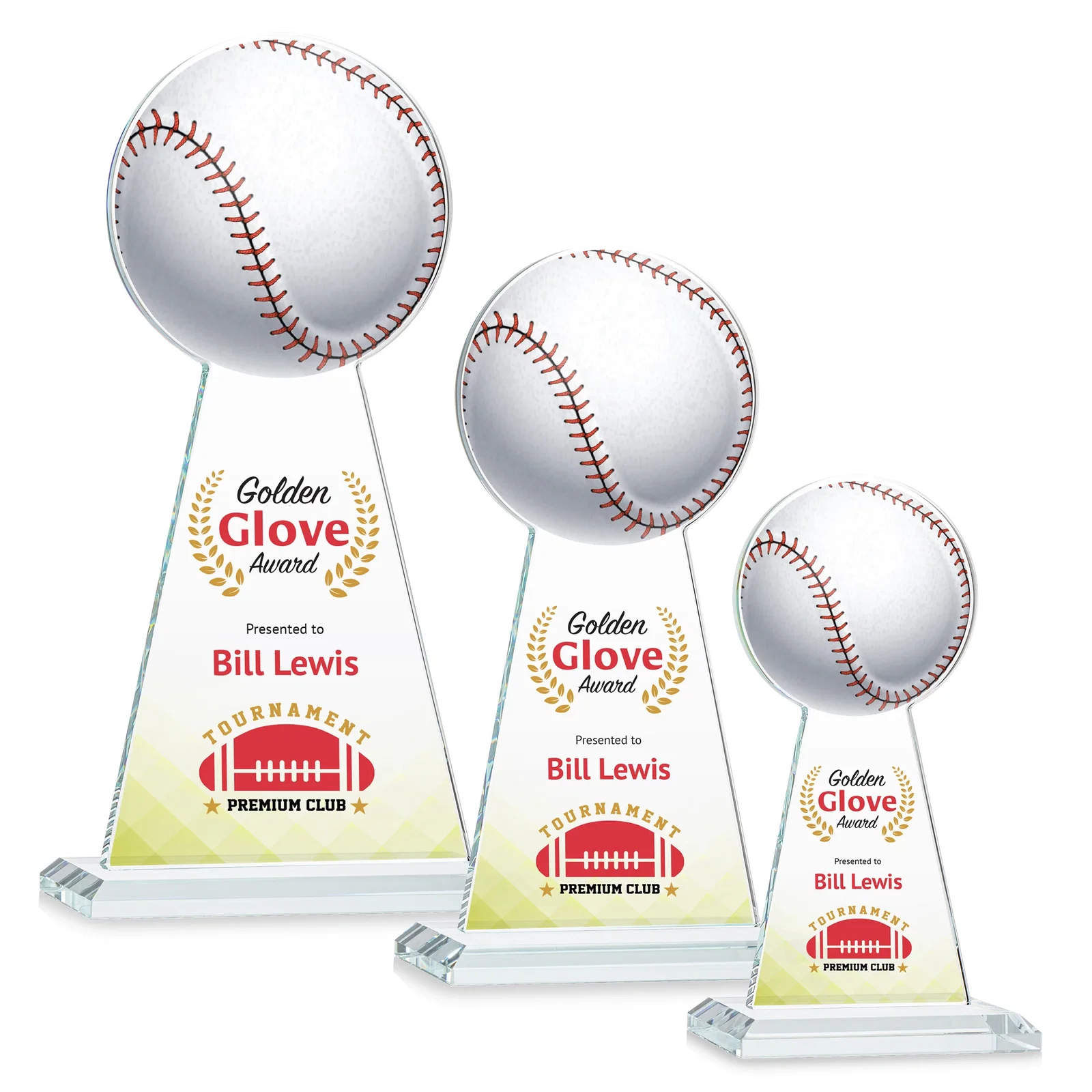 Branded Starfire Crystal Summit Award - Baseball for corporate award ceremonies
