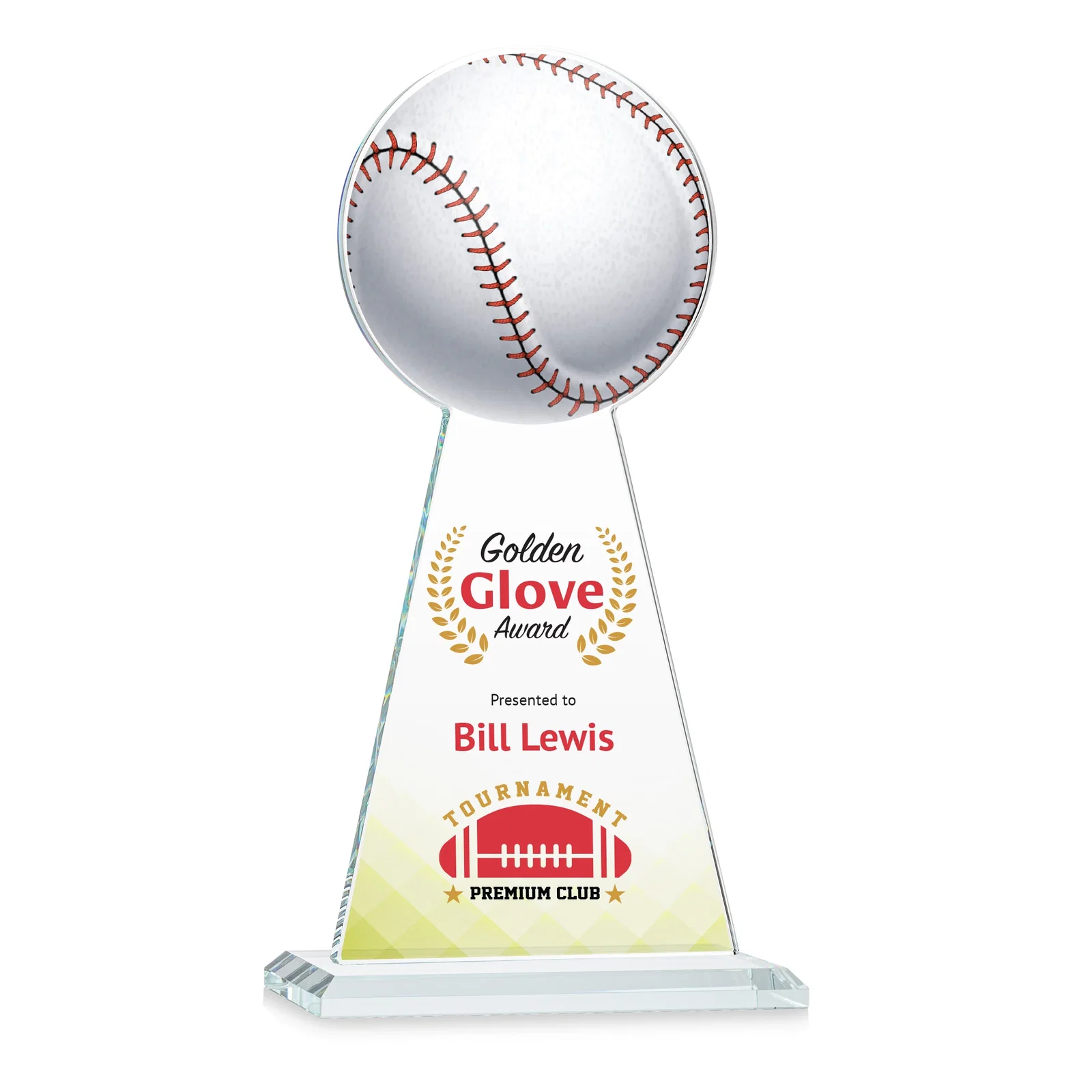Branded Starfire Crystal Summit Award - Baseball for retirement presentations