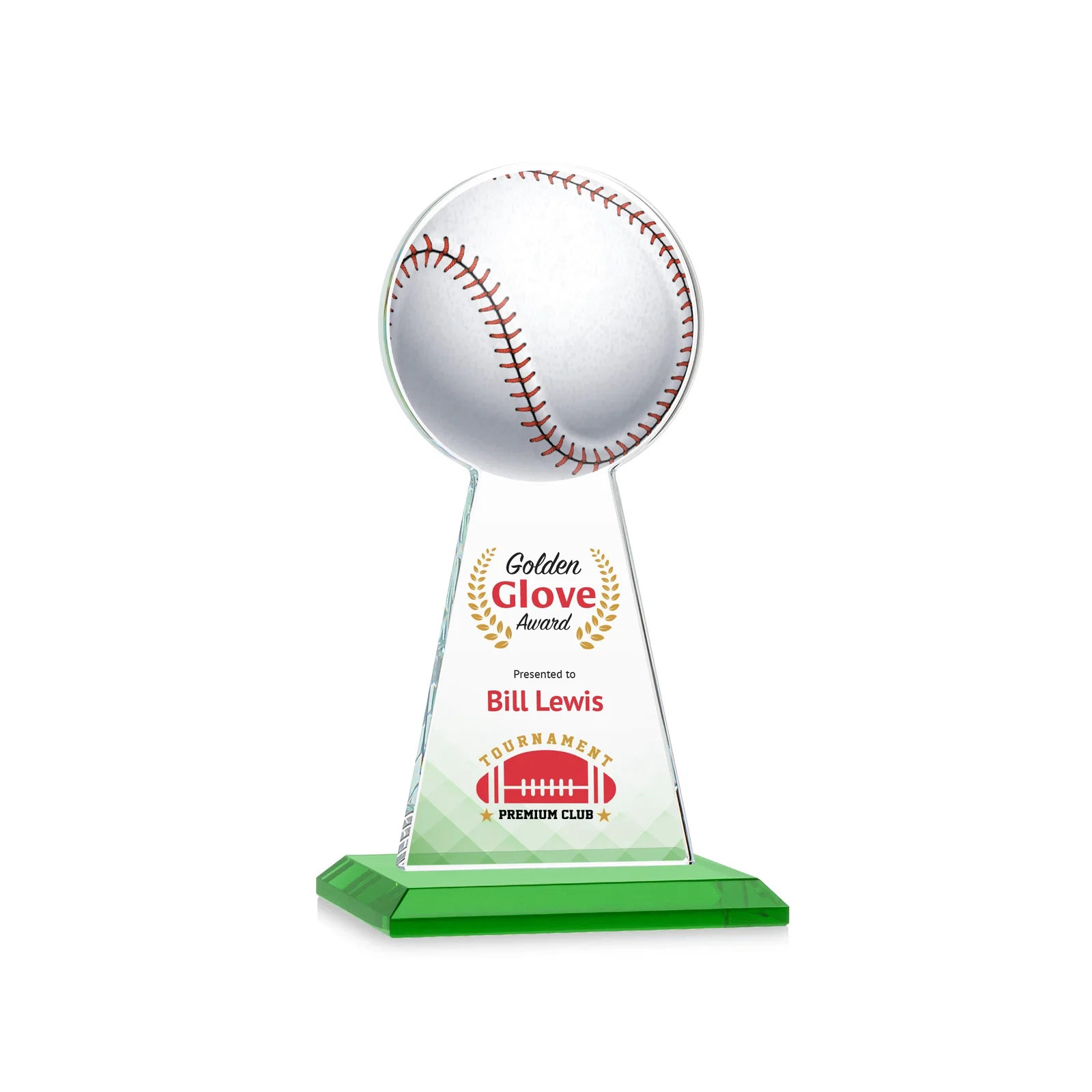 Branded Starfire Crystal Summit Award - Baseball for donor appreciation