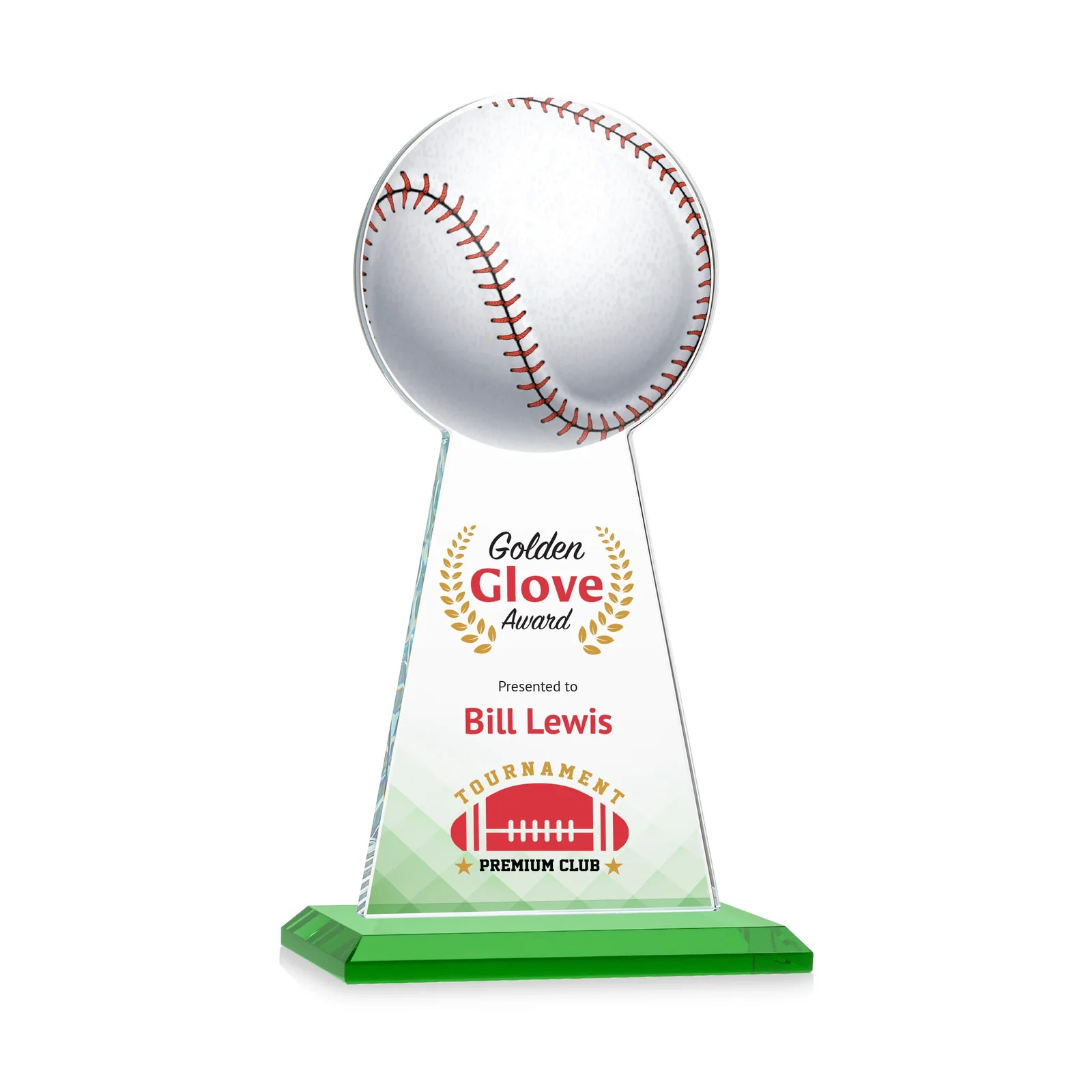 Branded Starfire Crystal Summit Award - Baseball for graduation ceremonies