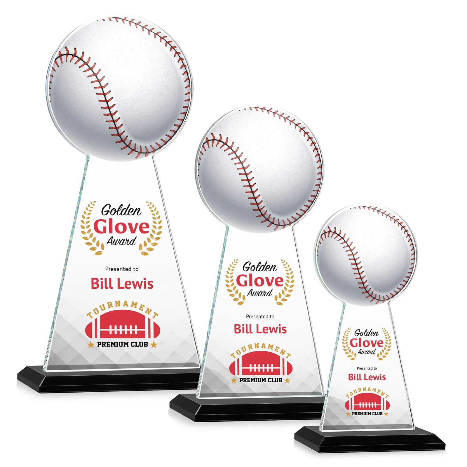 Branded Starfire Crystal Summit Award - Baseball for volunteer appreciation