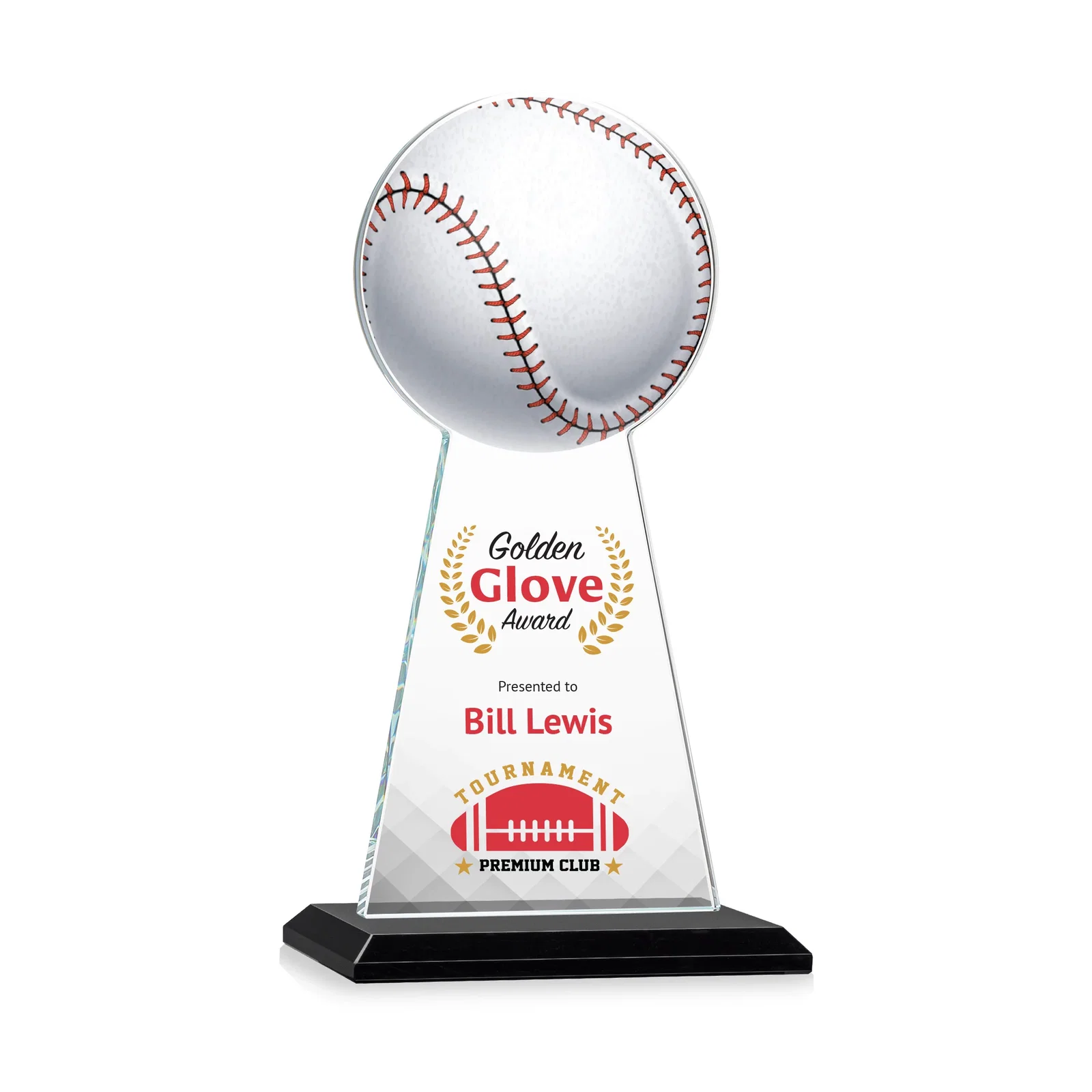 Branded Starfire Crystal Summit Award - Baseball for company anniversary events