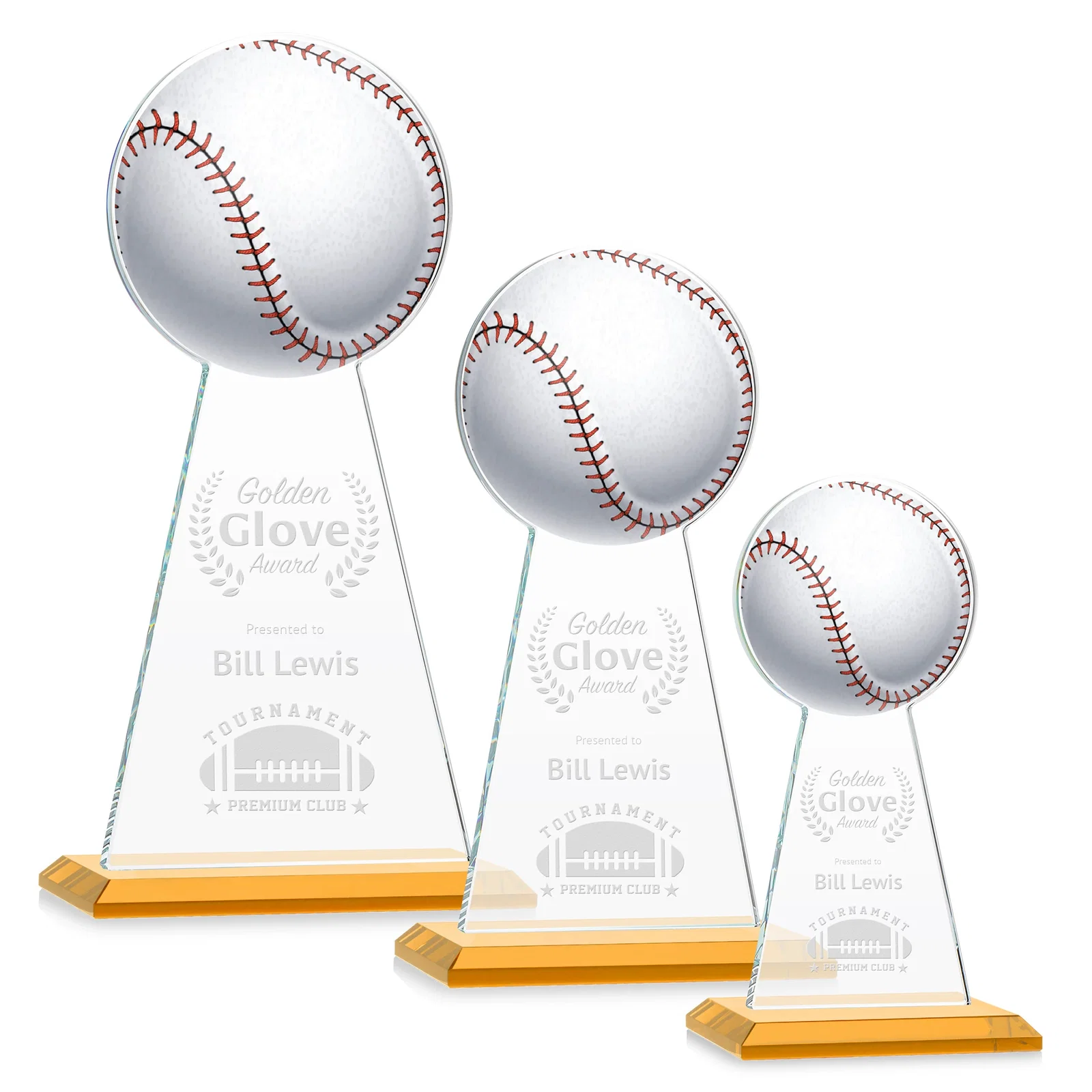 Custom Starfire Crystal Summit Award - Baseball for team milestone celebrations