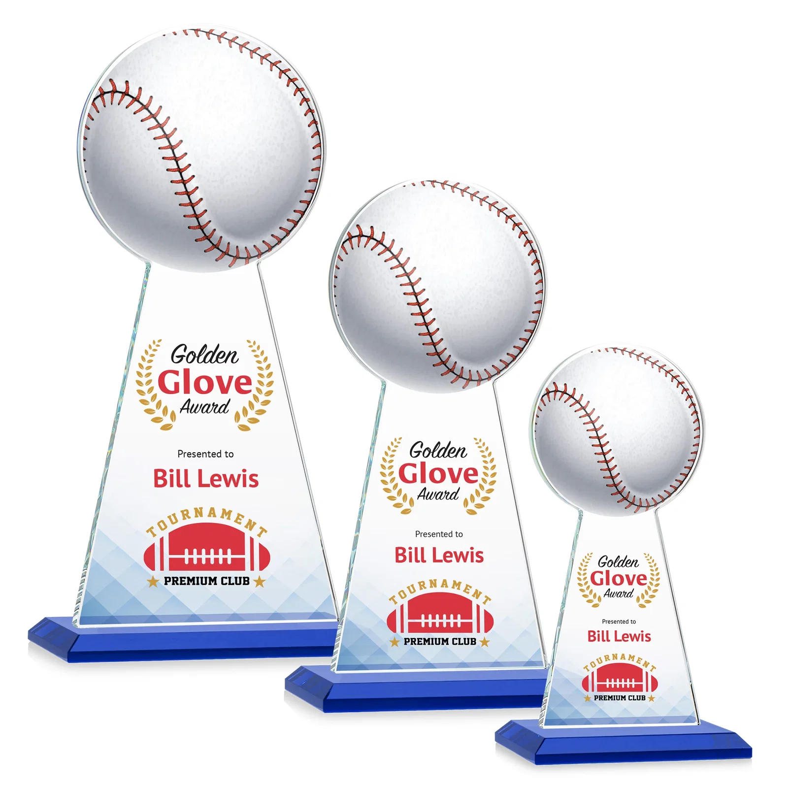 Custom printed Starfire Crystal Summit Award - Baseball for corporate award ceremonies