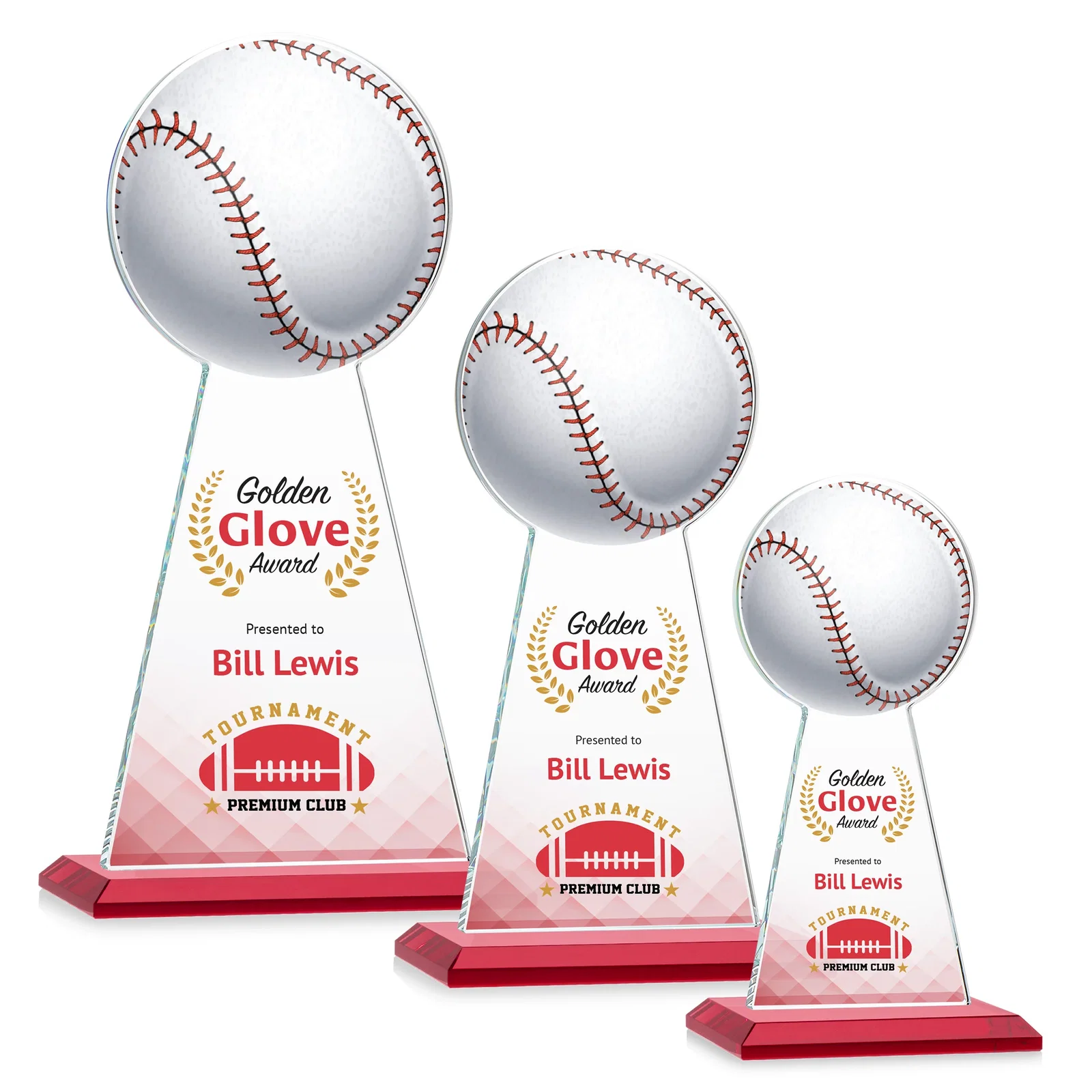Custom printed Starfire Crystal Summit Award - Baseball for team milestone celebrations