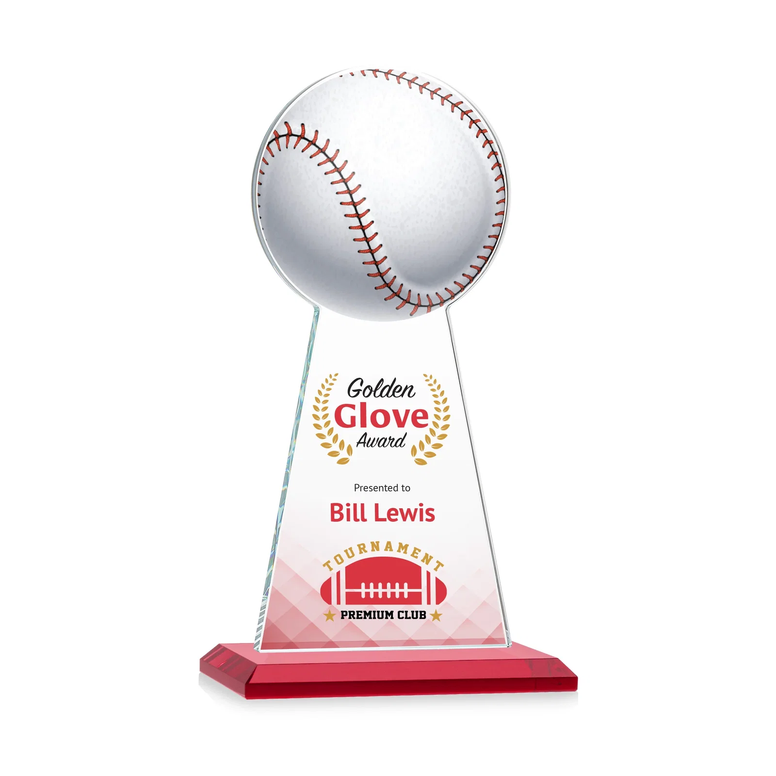 Custom printed Starfire Crystal Summit Award - Baseball for graduation ceremonies
