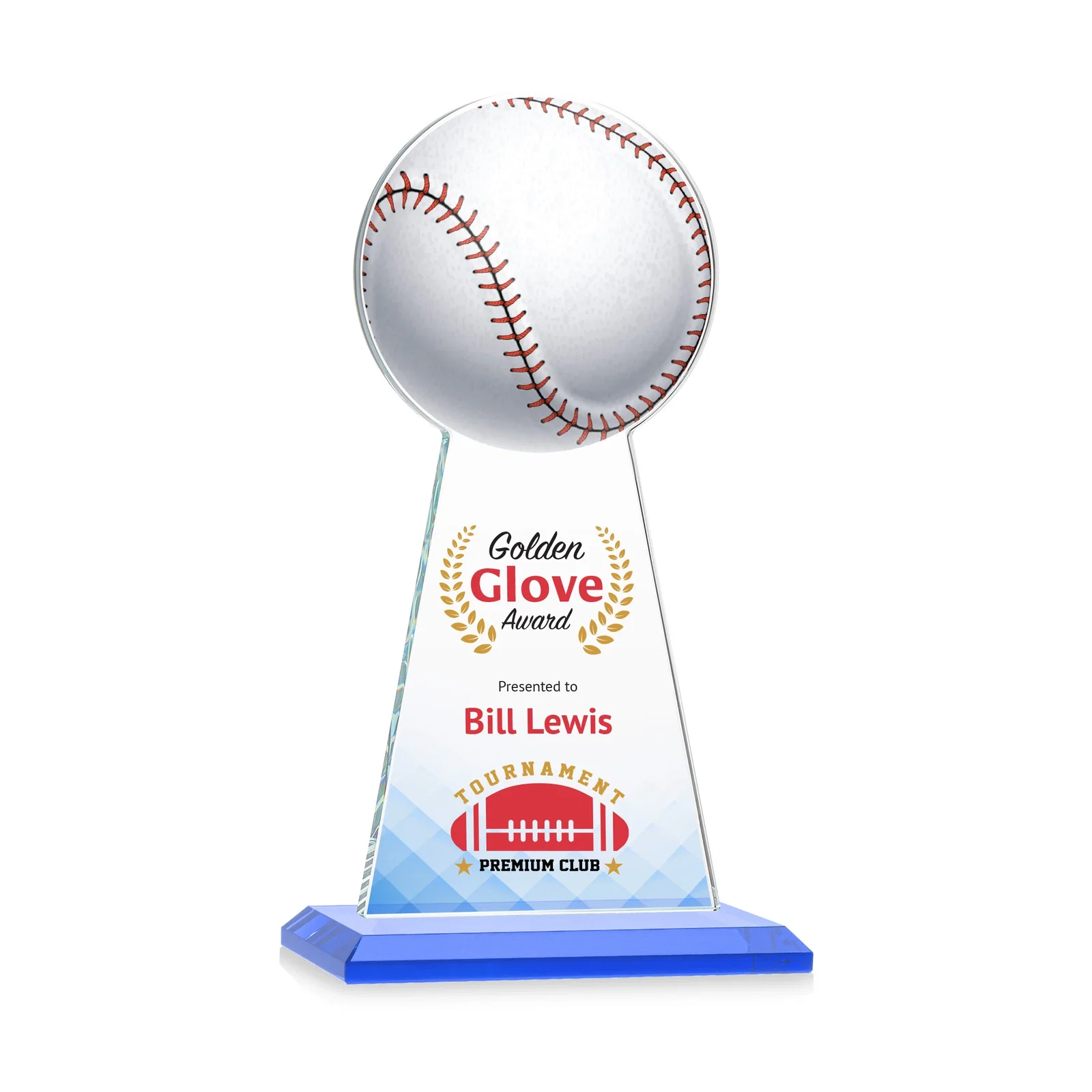 Customized Starfire Crystal Summit Award - Baseball for employee recognition