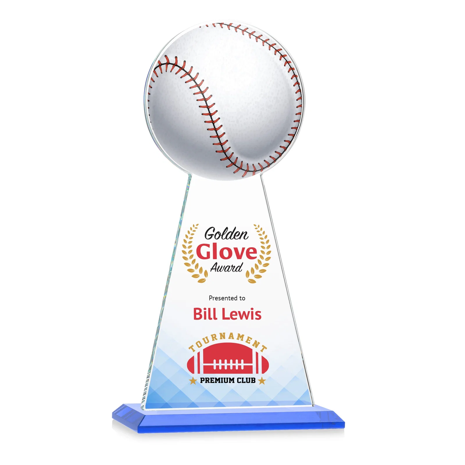 Customized Starfire Crystal Summit Award - Baseball for corporate award ceremonies