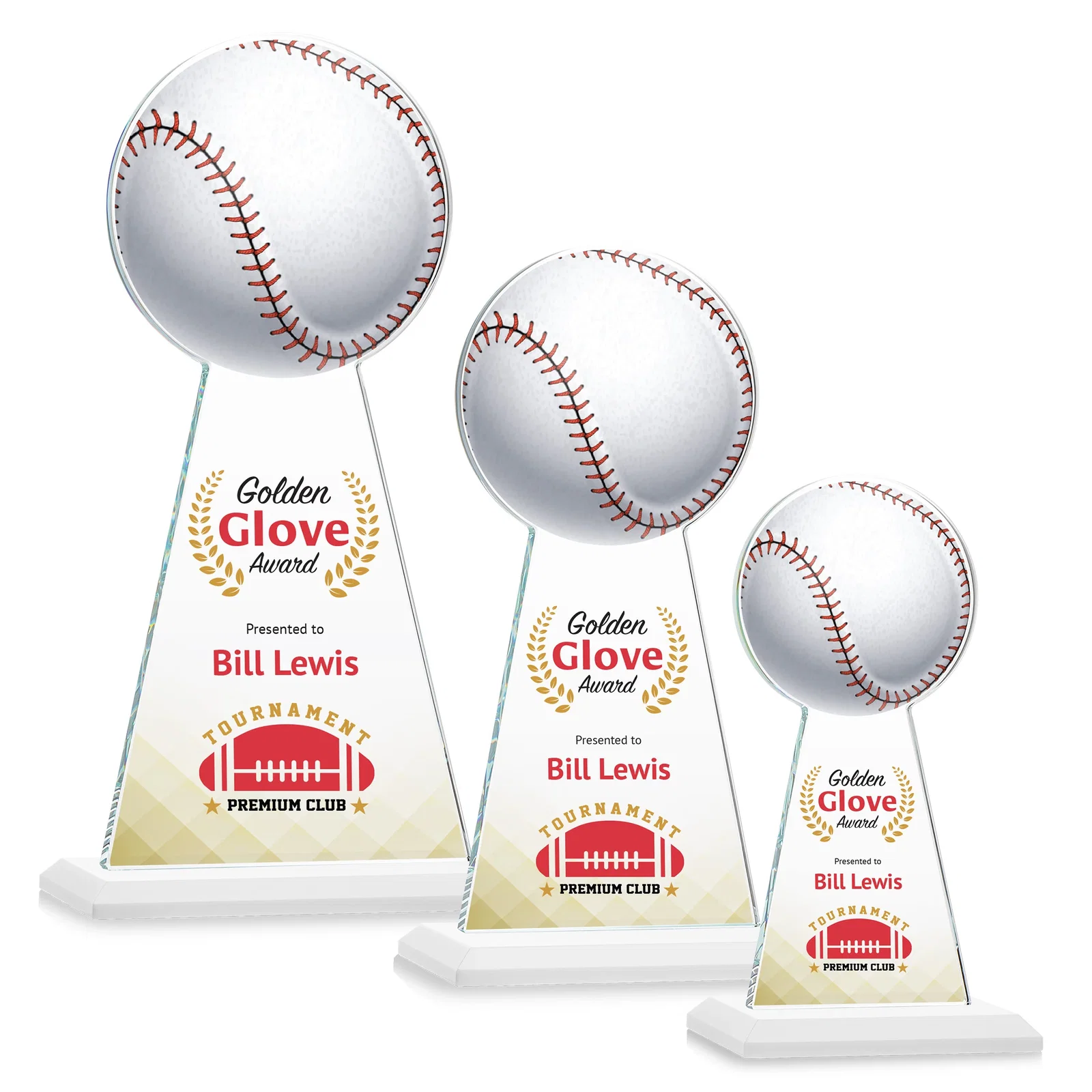 Customized Starfire Crystal Summit Award - Baseball for service anniversary gifts
