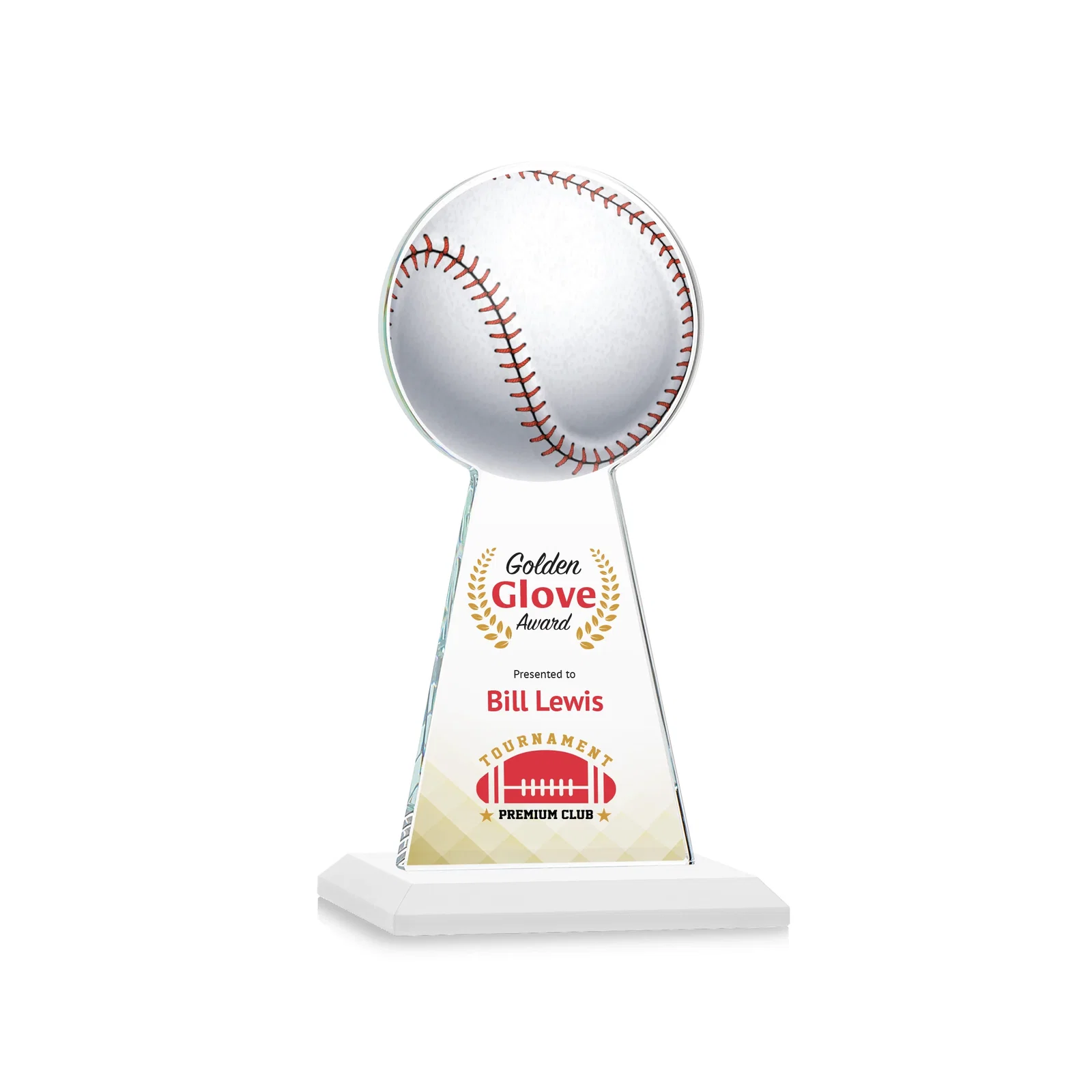 Customized Starfire Crystal Summit Award - Baseball for sales achievement awards