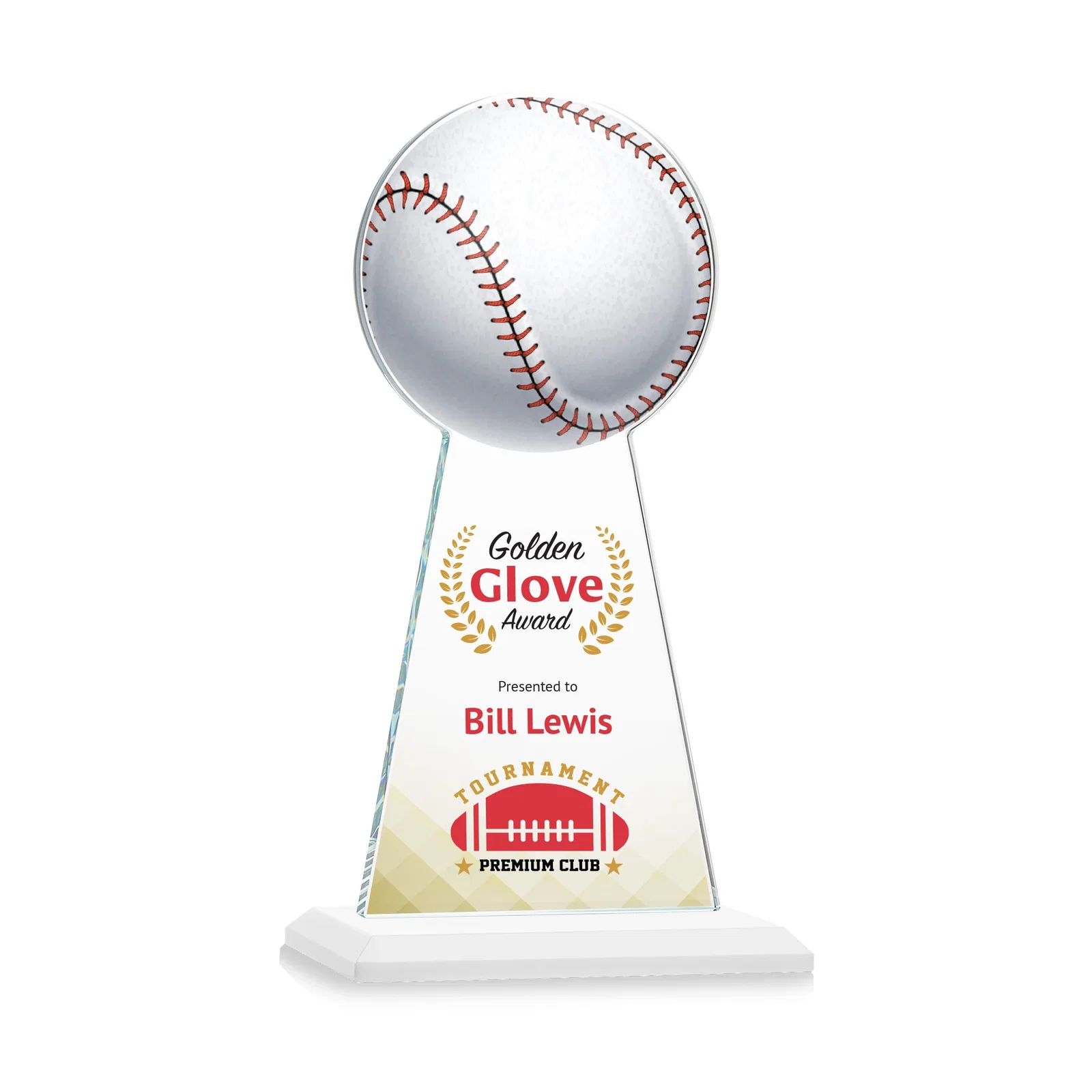 Customized Starfire Crystal Summit Award - Baseball for retirement presentations