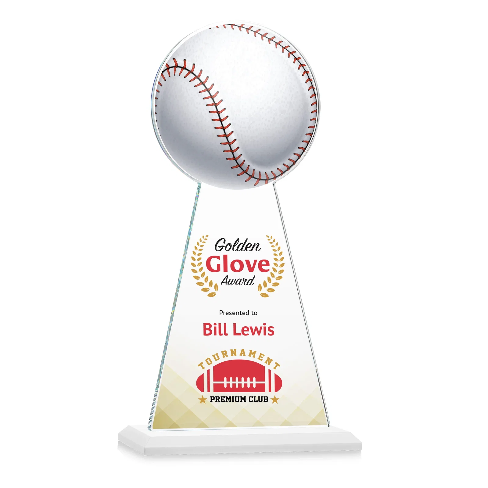 Customized Starfire Crystal Summit Award - Baseball for team milestone celebrations