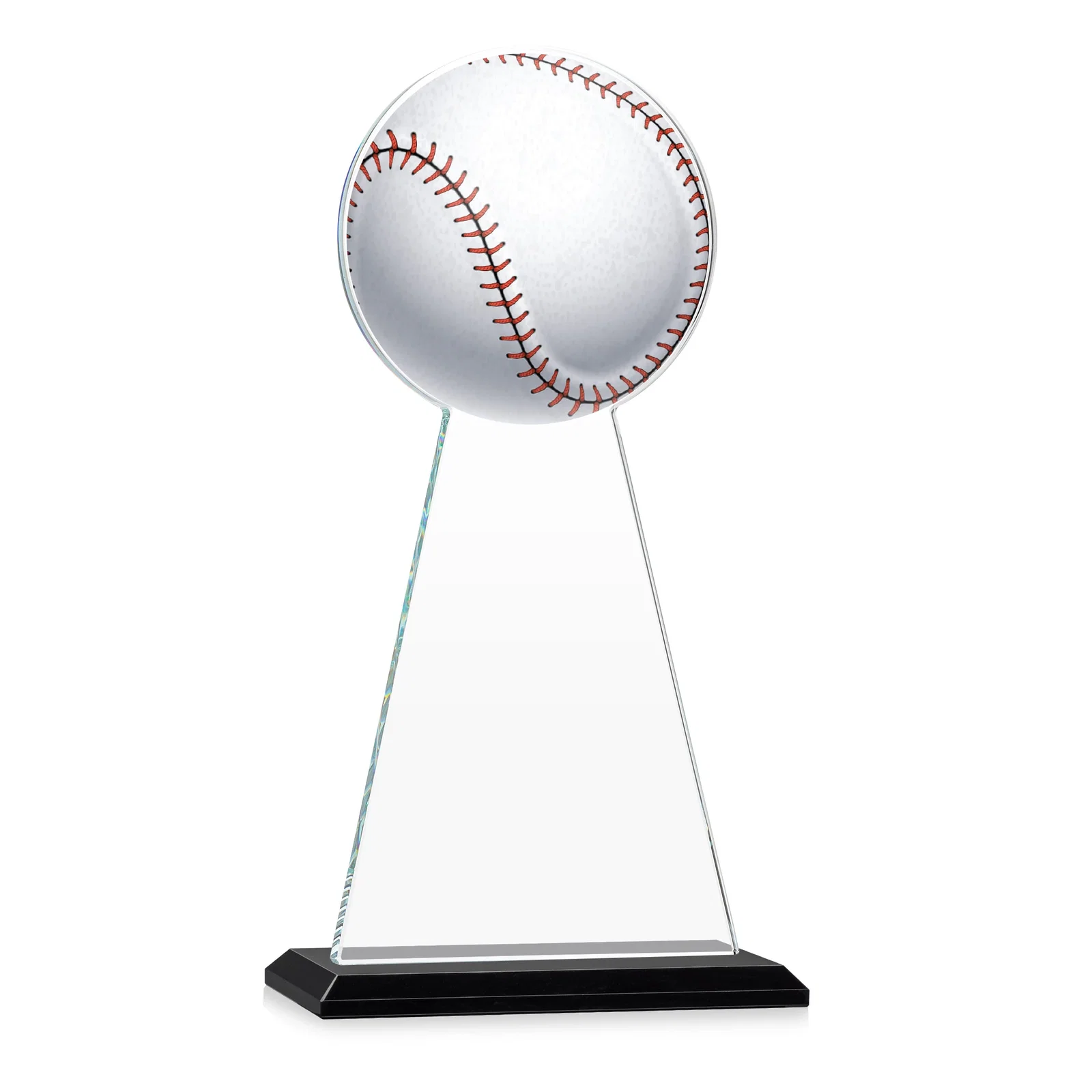 Custom engraved Starfire Crystal Summit Award - Baseball for service anniversary gifts