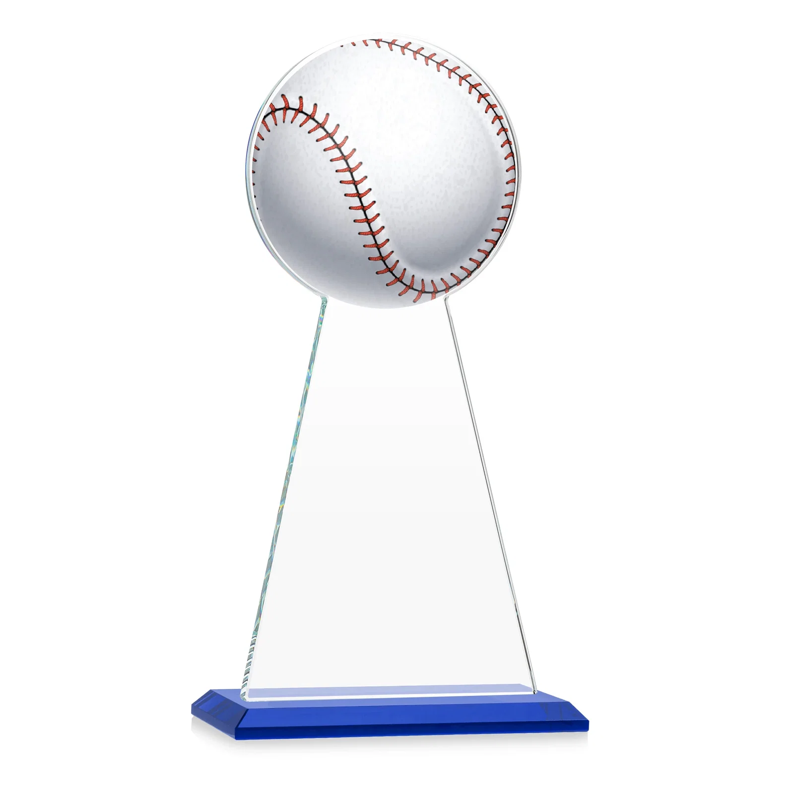 Custom engraved Starfire Crystal Summit Award - Baseball for team milestone celebrations