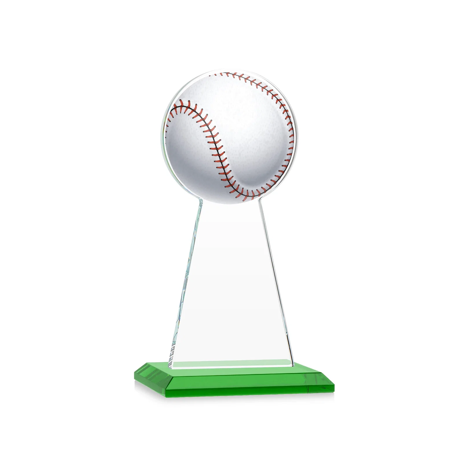 Custom engraved Starfire Crystal Summit Award - Baseball for donor appreciation