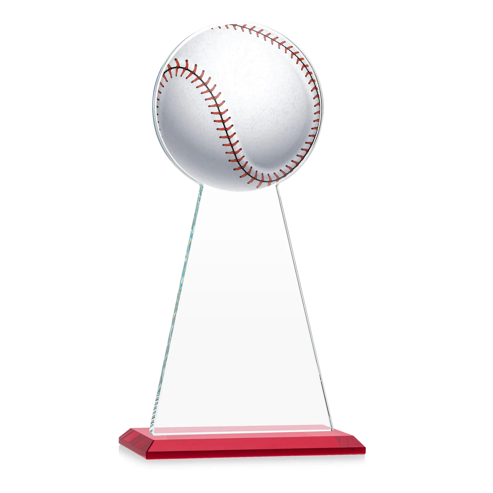 Custom engraved Starfire Crystal Summit Award - Baseball for company anniversary events