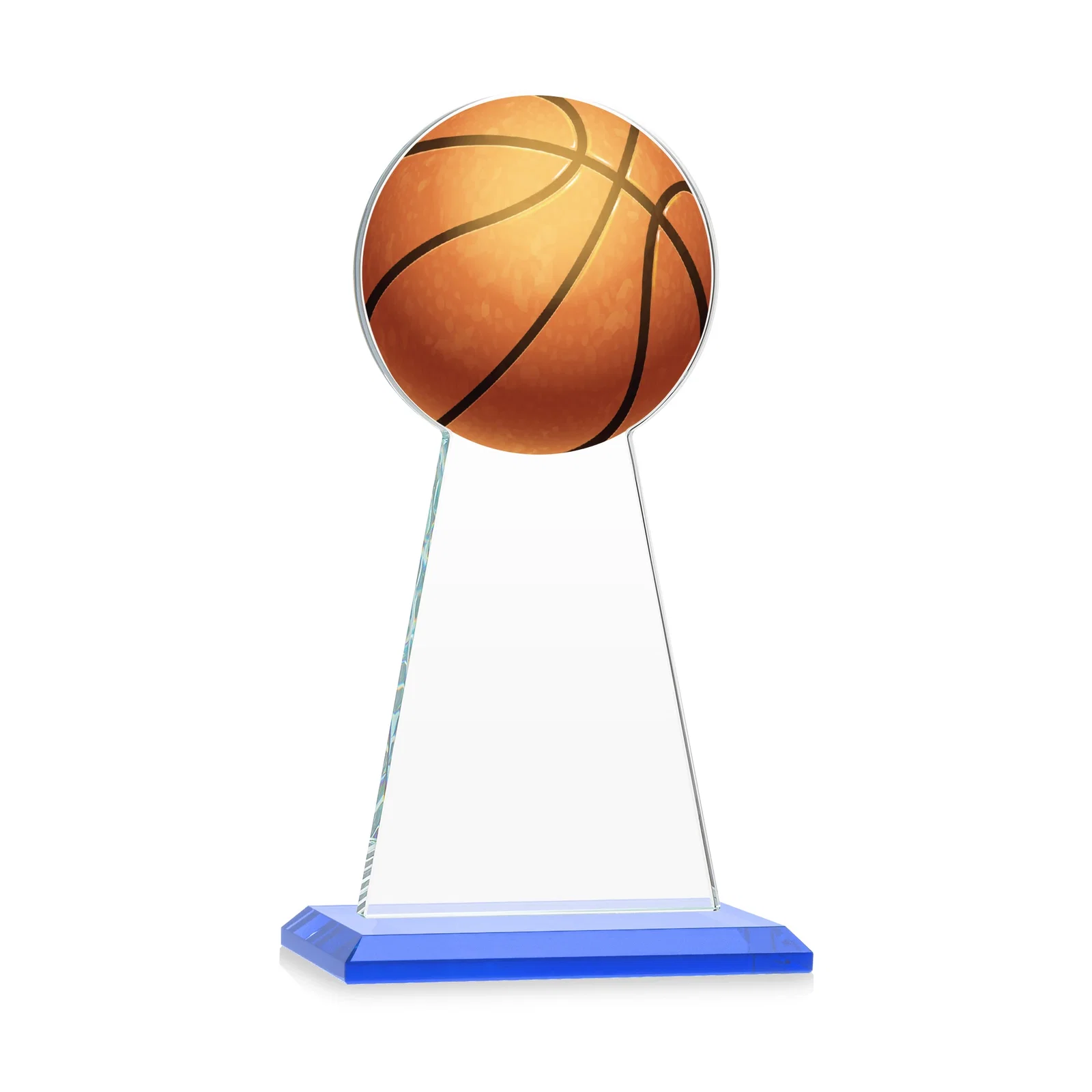 Custom Starfire Crystal Summit Award with Basketball-Shaped Peak, with your logo for corporate award ceremonies