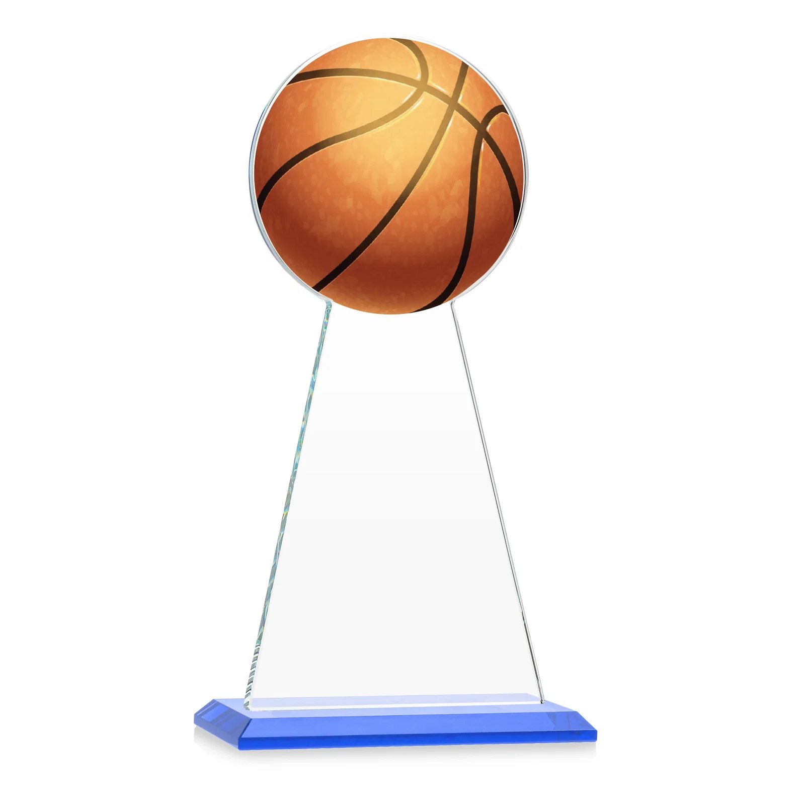 Custom Starfire Crystal Summit Award with Basketball-Shaped Peak, with your logo for service anniversary gifts