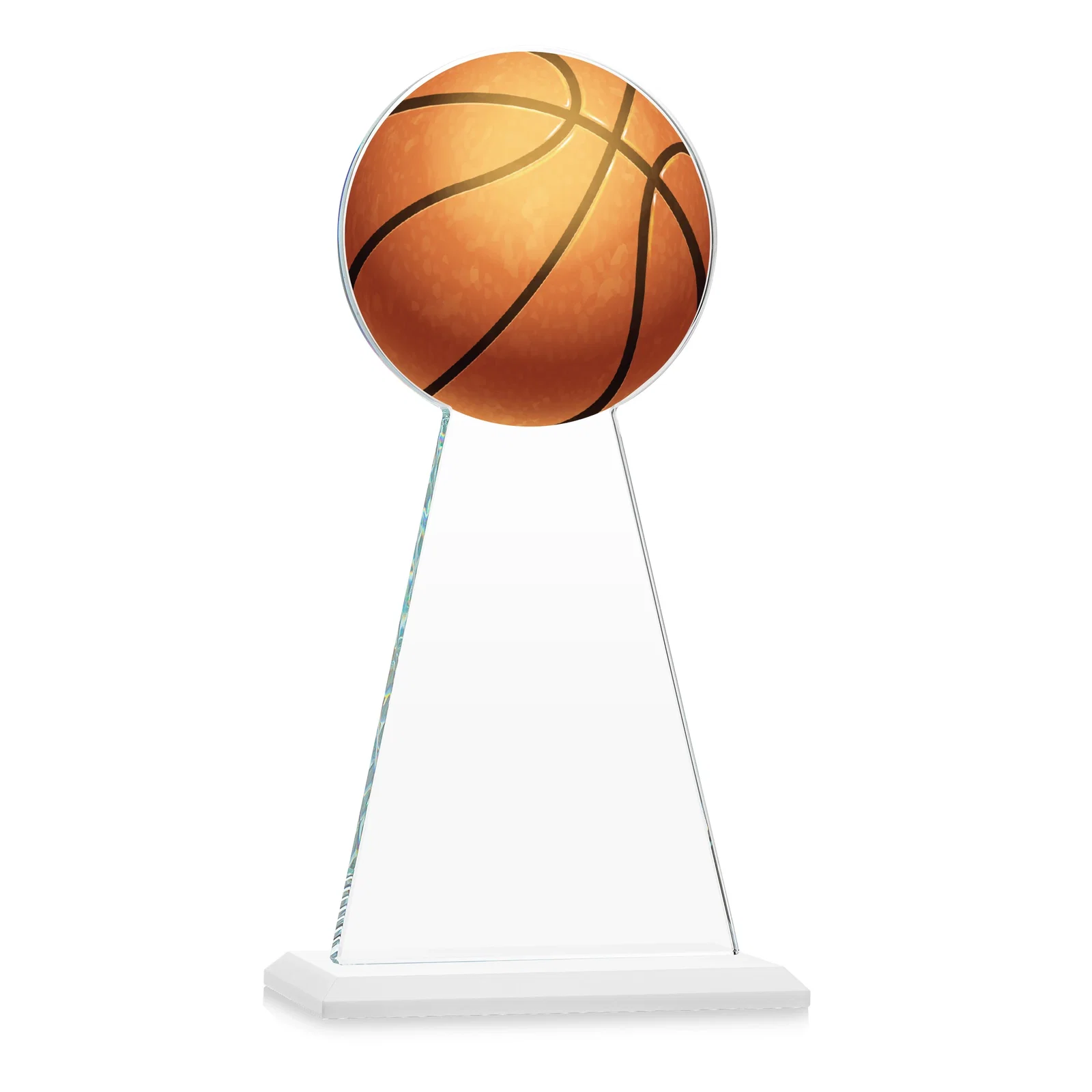 Custom Starfire Crystal Summit Award with Basketball-Shaped Peak, with your logo for team milestone celebrations