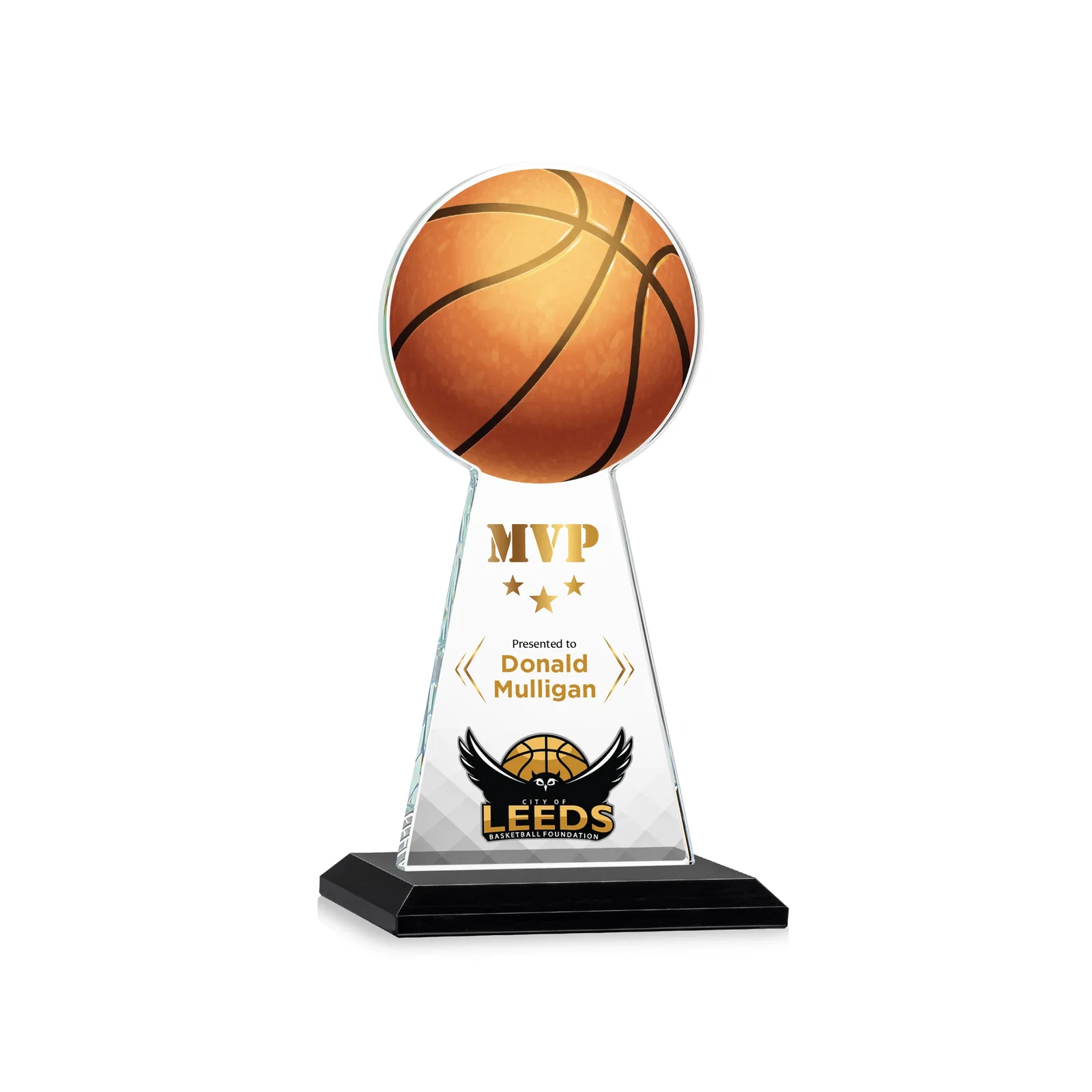 Branded Starfire Crystal Summit Award with Basketball-Shaped Peak for dealer and partner awards