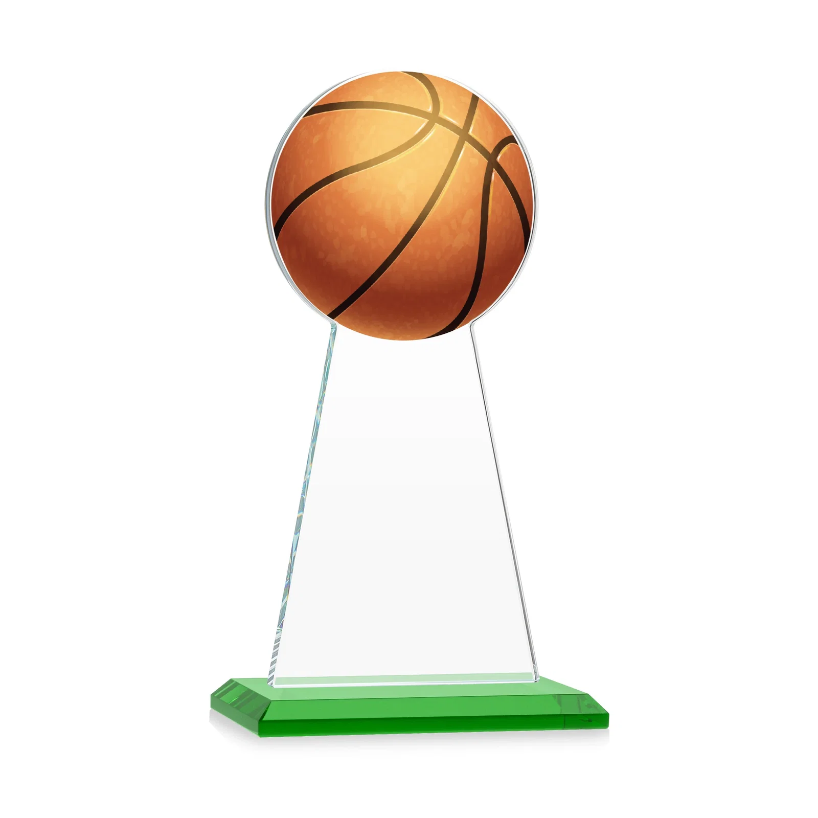 Custom engraved Starfire Crystal Summit Award with Basketball-Shaped Peak for graduation ceremonies