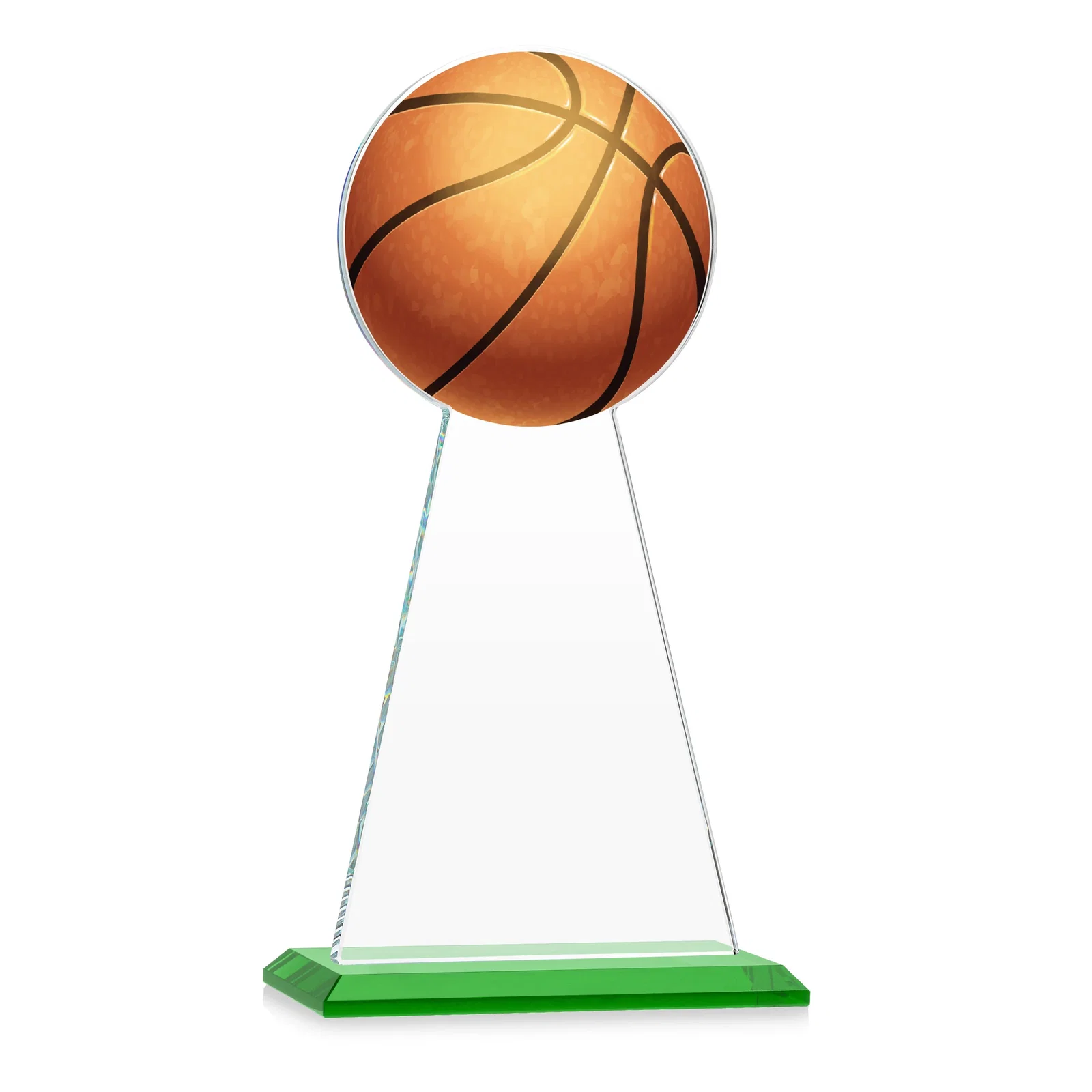Custom engraved Starfire Crystal Summit Award with Basketball-Shaped Peak for safety achievement programs