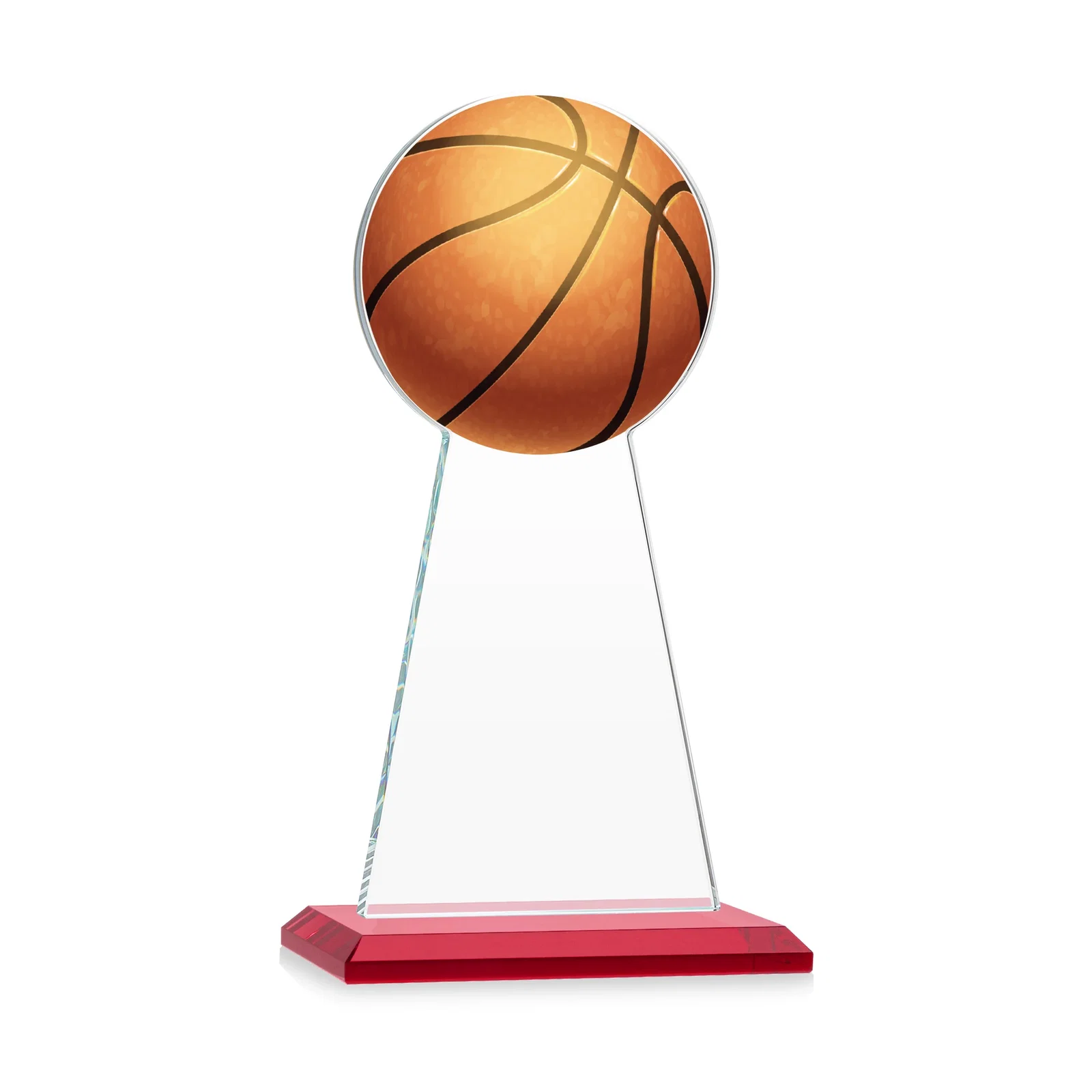 Custom engraved Starfire Crystal Summit Award with Basketball-Shaped Peak for dealer and partner awards