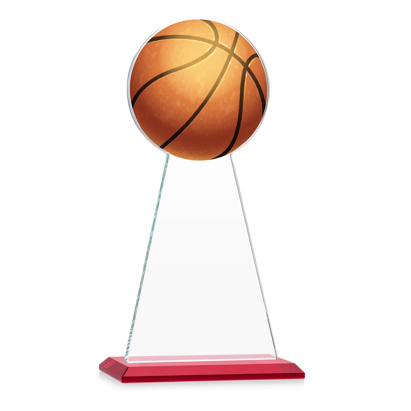 Custom engraved Starfire Crystal Summit Award with Basketball-Shaped Peak for company anniversary events