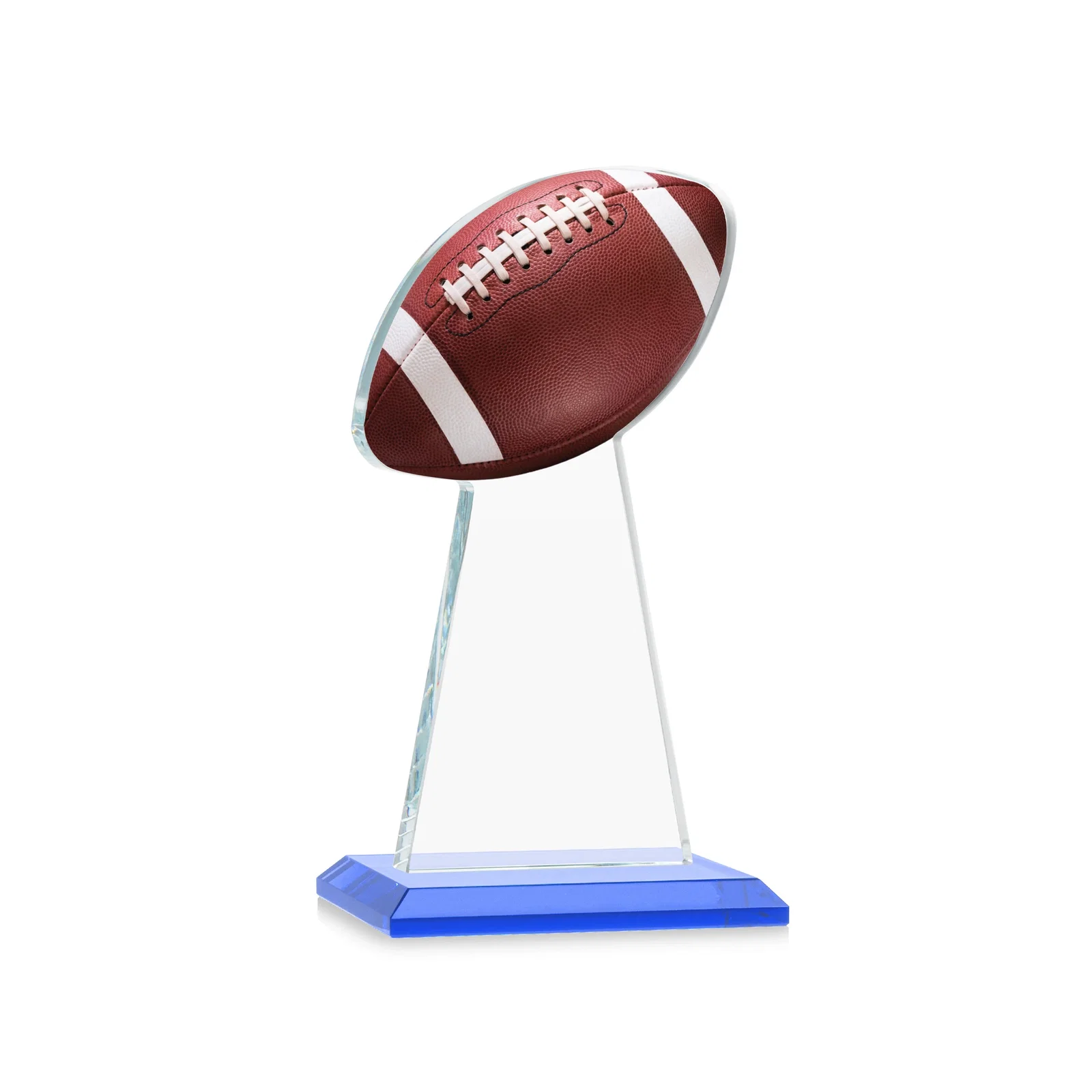 Custom Starfire Crystal Award With Football-Shaped Peak, with your logo for employee recognition