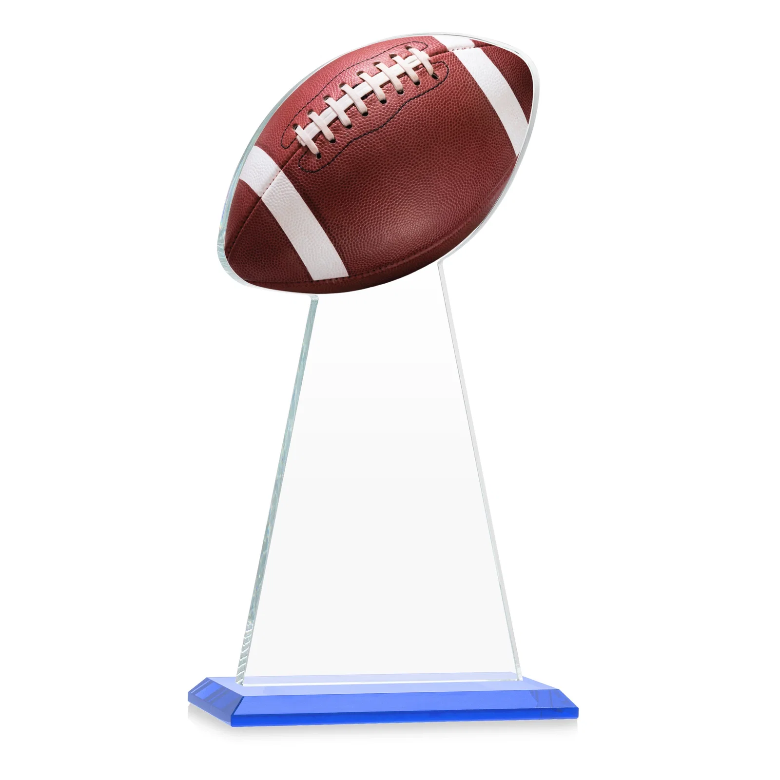 Custom Starfire Crystal Award With Football-Shaped Peak, with your logo for service anniversary gifts