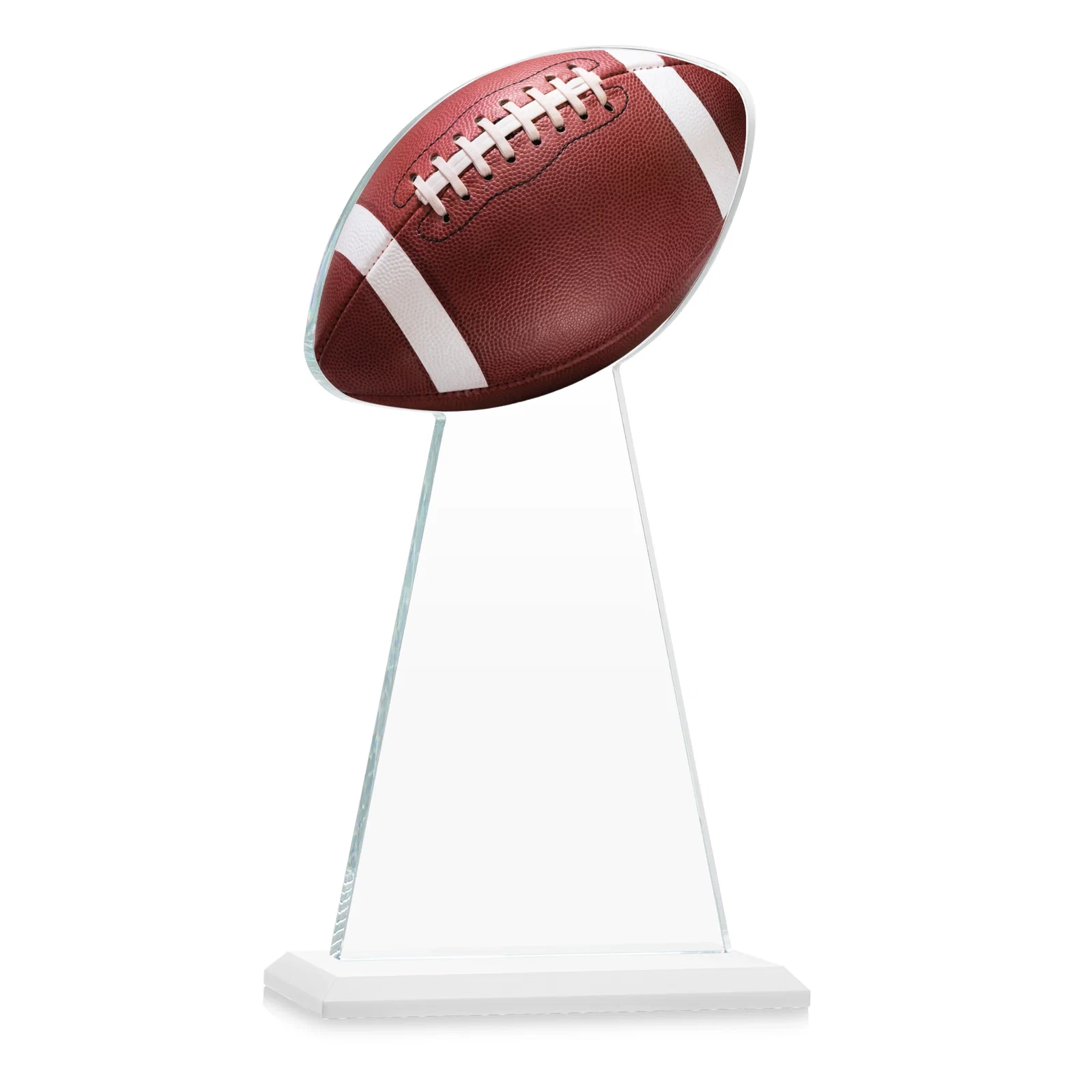 Custom Starfire Crystal Award With Football-Shaped Peak, with your logo for team milestone celebrations