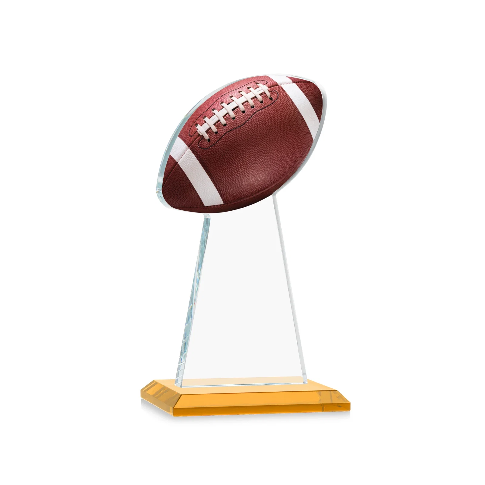 Customized Starfire Crystal Award With Football-Shaped Peak for donor appreciation
