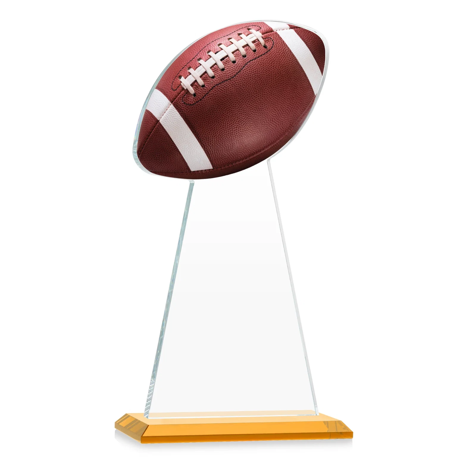 Customized Starfire Crystal Award With Football-Shaped Peak for safety achievement programs