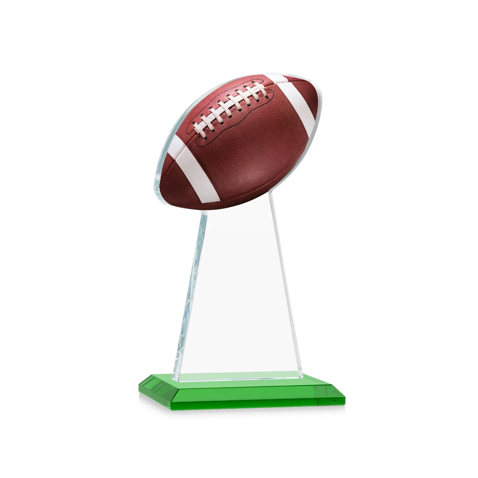 Custom engraved Starfire Crystal Award With Football-Shaped Peak for employee recognition