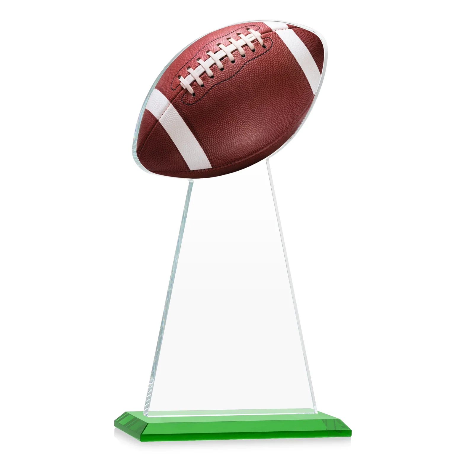 Custom engraved Starfire Crystal Award With Football-Shaped Peak for service anniversary gifts