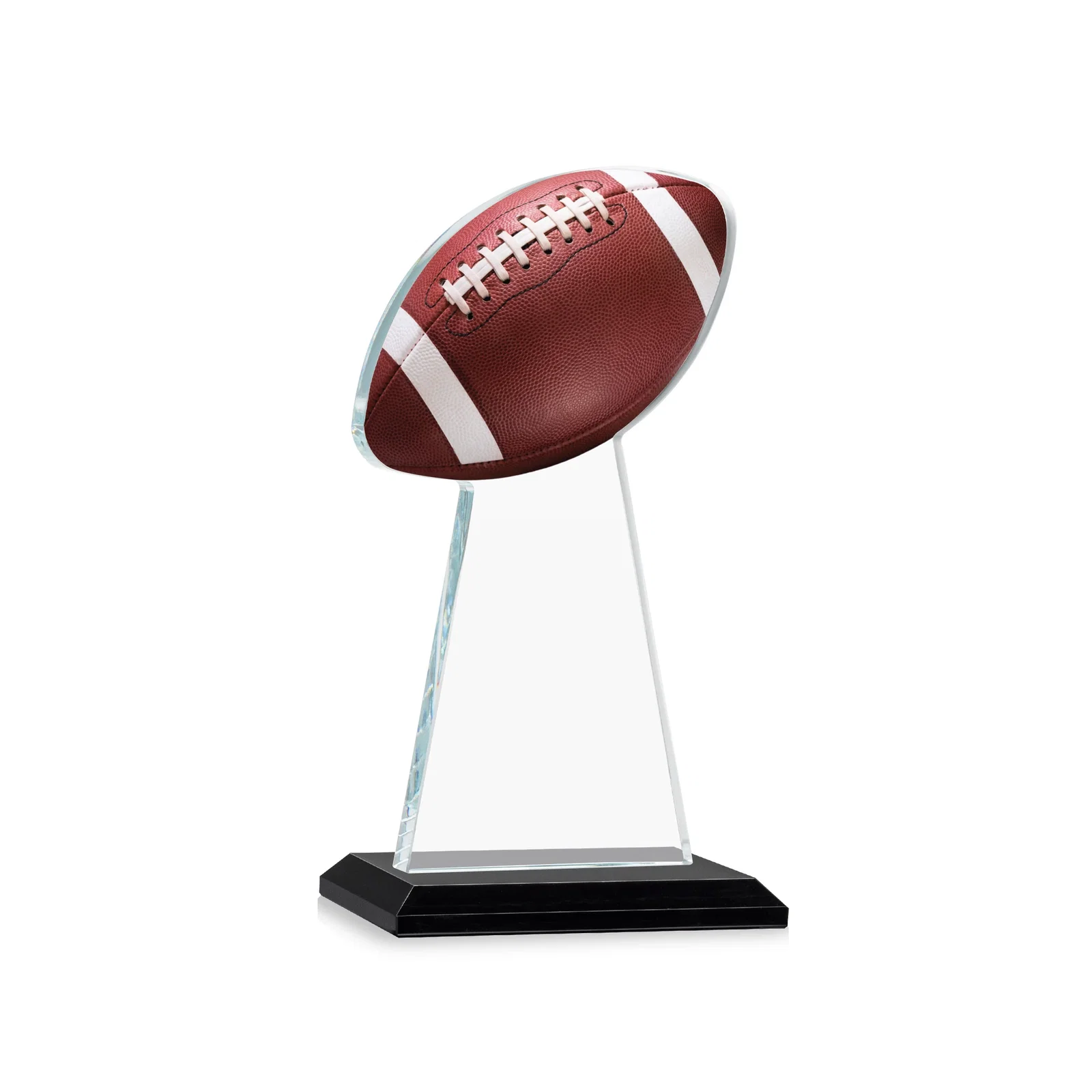 Custom engraved Starfire Crystal Award With Football-Shaped Peak for sales achievement awards