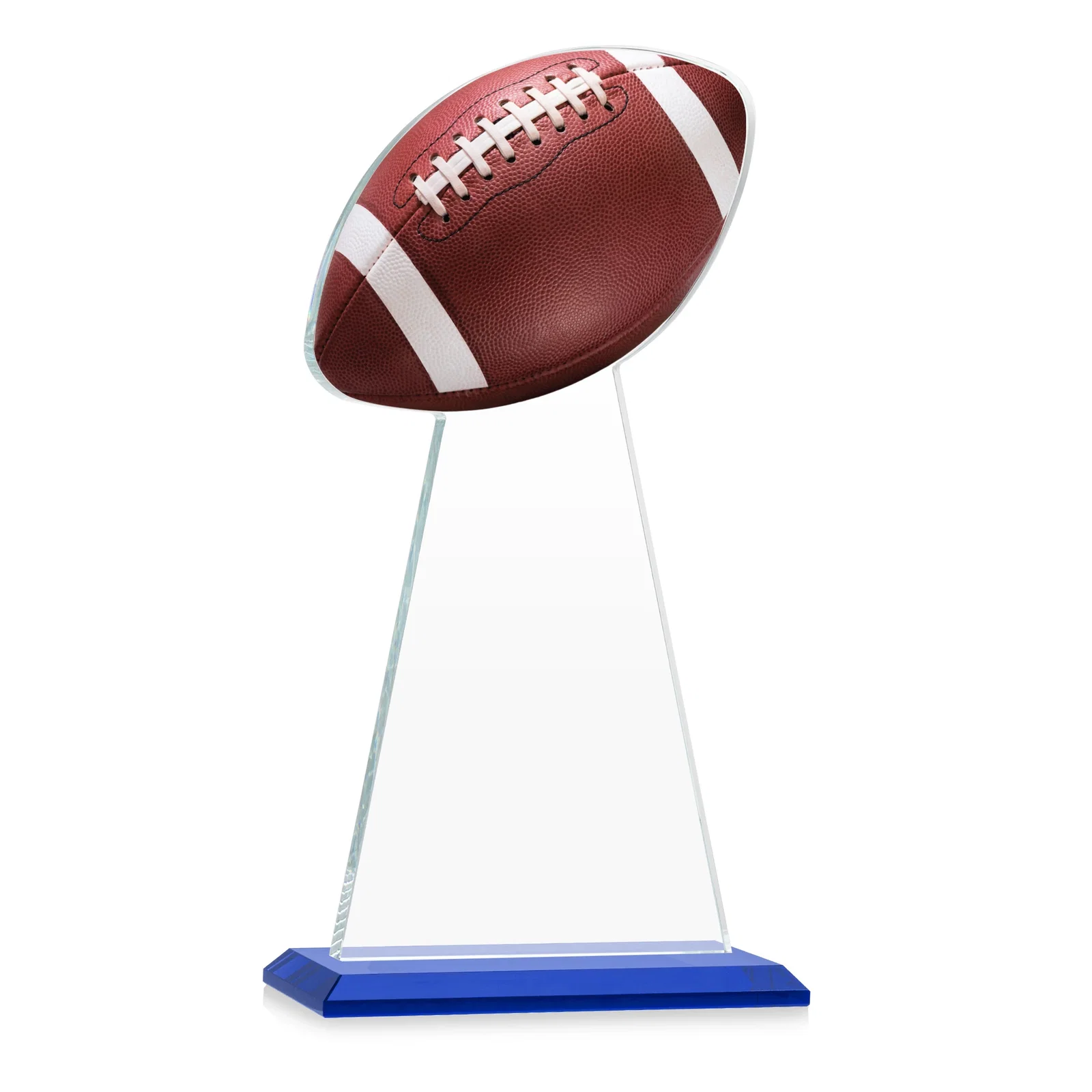 Custom engraved Starfire Crystal Award With Football-Shaped Peak for safety achievement programs