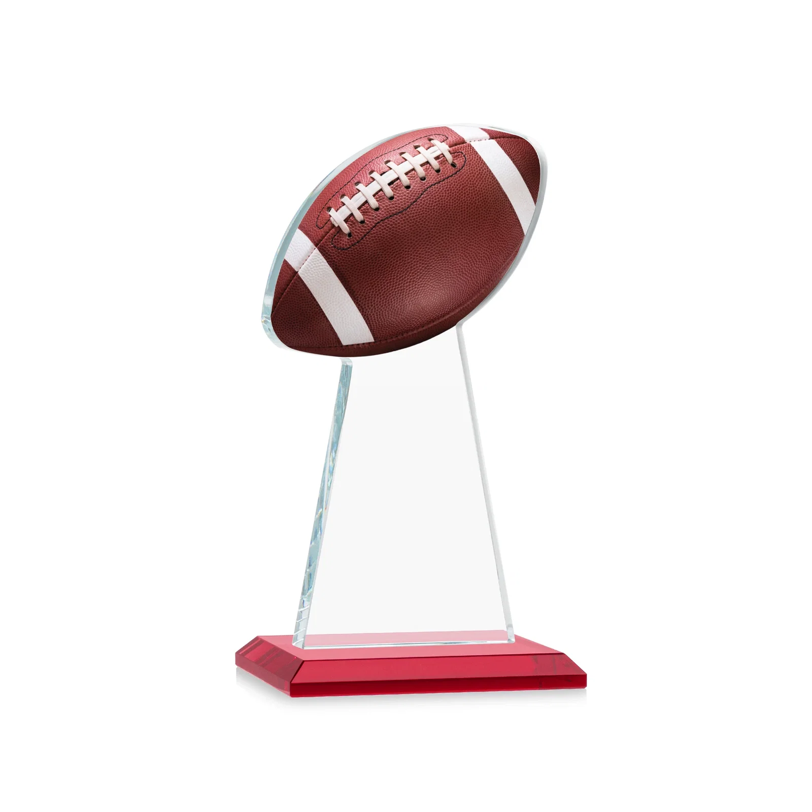 Custom engraved Starfire Crystal Award With Football-Shaped Peak for volunteer appreciation