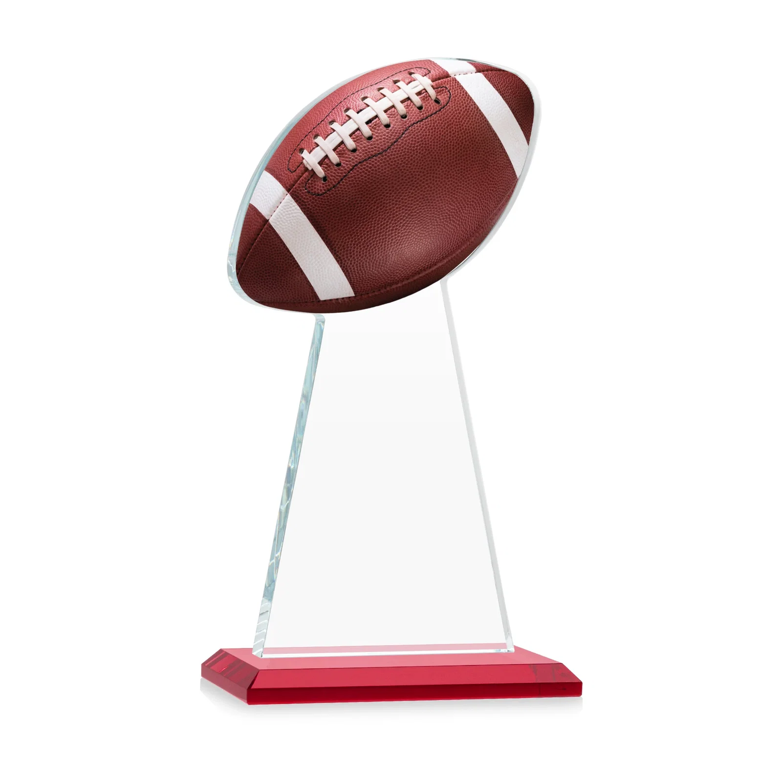 Custom engraved Starfire Crystal Award With Football-Shaped Peak for dealer and partner awards
