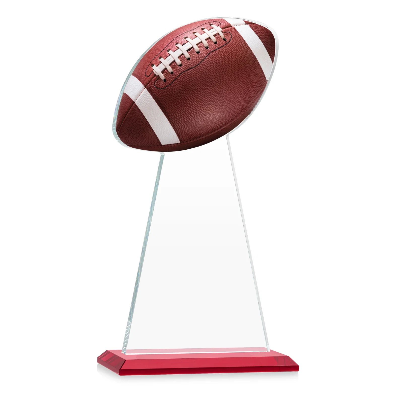 Custom engraved Starfire Crystal Award With Football-Shaped Peak for company anniversary events