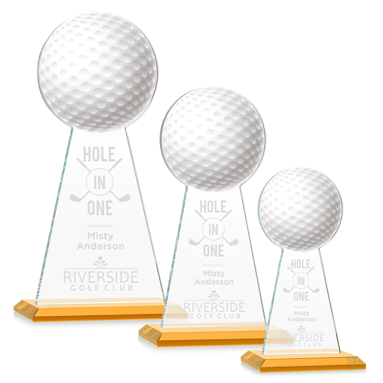 Custom Starfire Crystal Award With Golf Ball-Shaped Peak for employee recognition