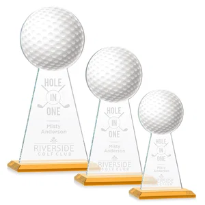 Starfire Crystal Award With Golf Ball-Shaped Peak