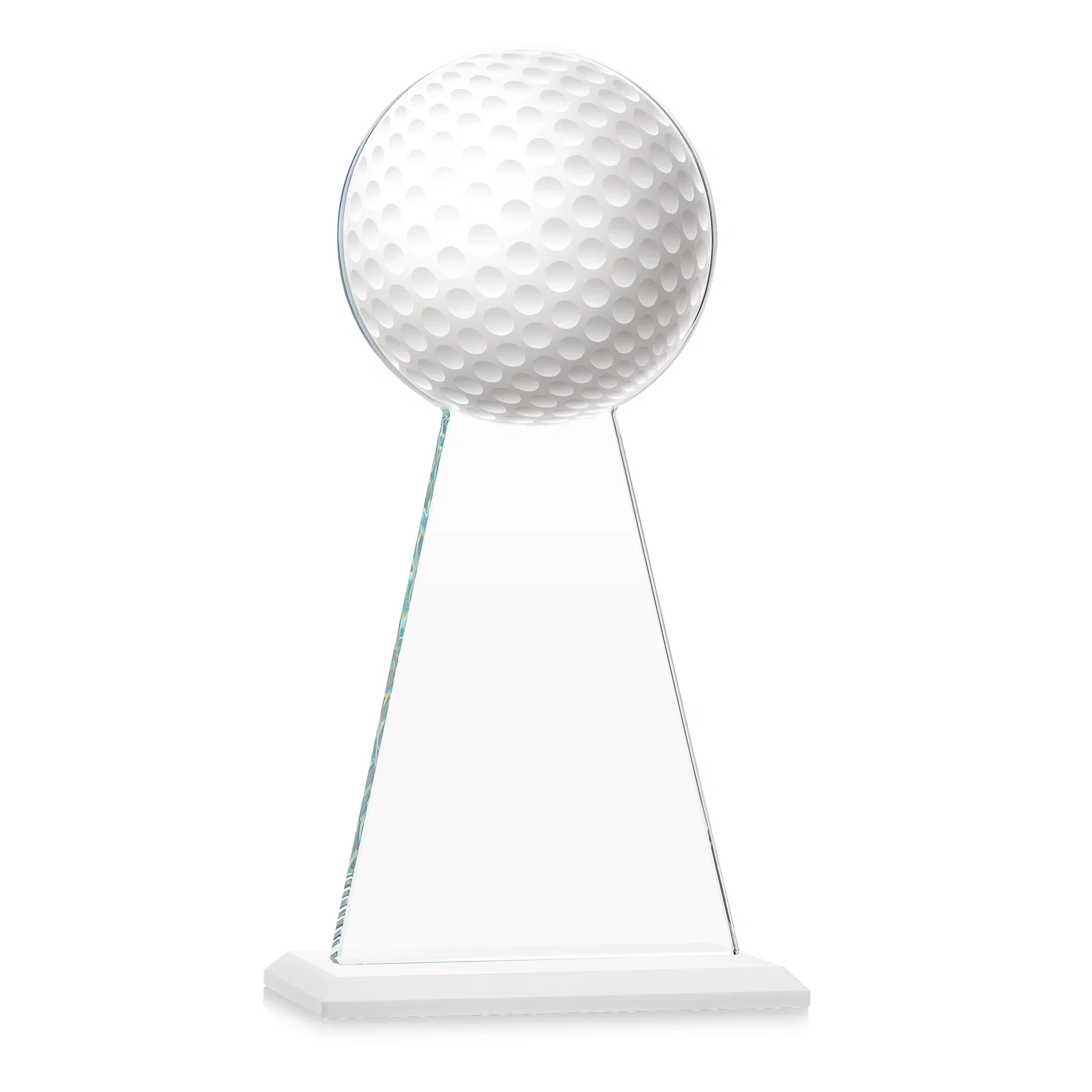 Custom Starfire Crystal Award With Golf Ball-Shaped Peak, with your logo for retirement presentations