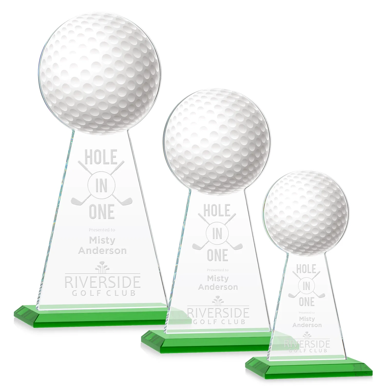 Custom Starfire Crystal Award With Golf Ball-Shaped Peak for volunteer appreciation