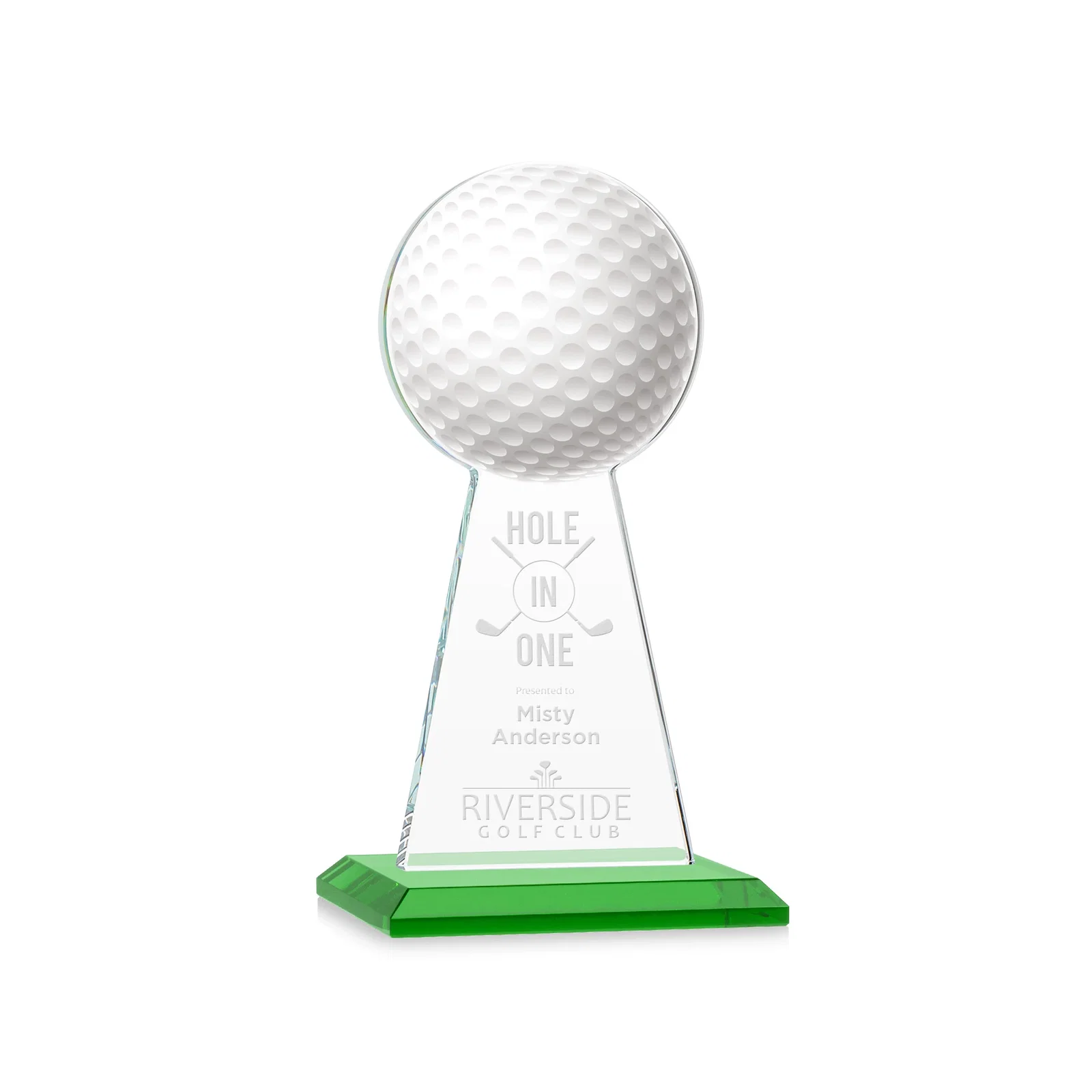 Custom Starfire Crystal Award With Golf Ball-Shaped Peak for dealer and partner awards
