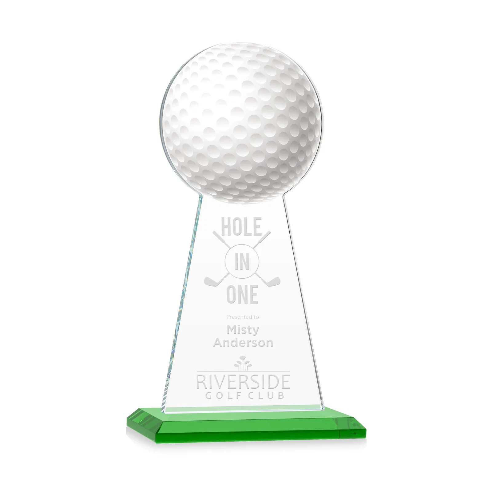 Custom Starfire Crystal Award With Golf Ball-Shaped Peak for company anniversary events