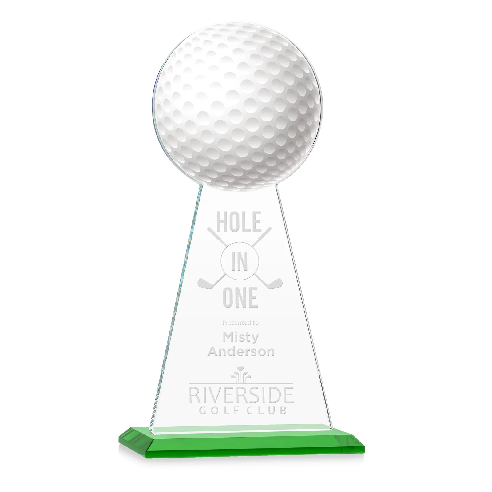 Personalized Starfire Crystal Award With Golf Ball-Shaped Peak for employee recognition