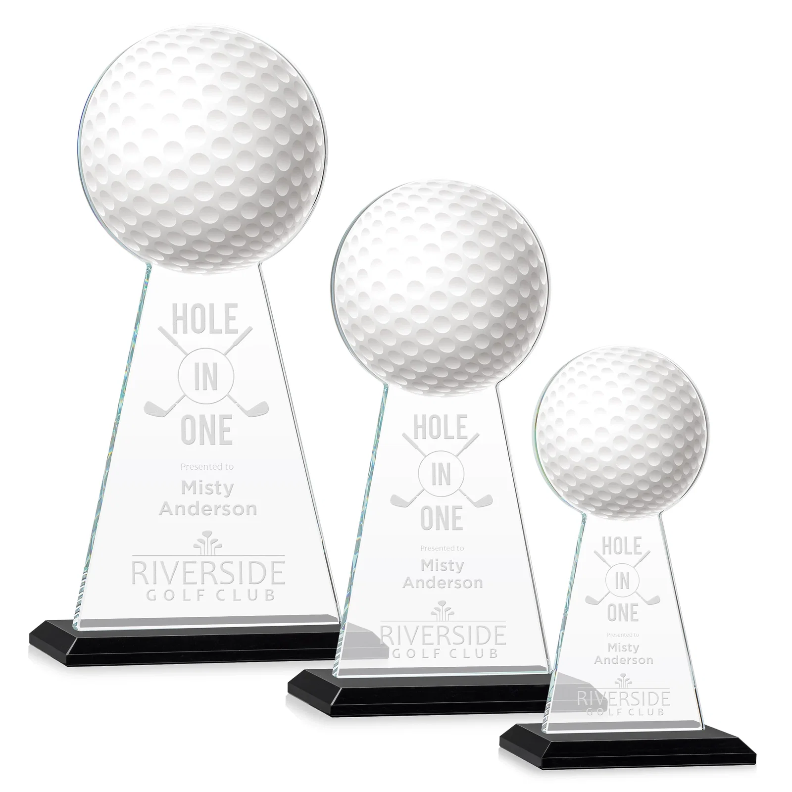 Personalized Starfire Crystal Award With Golf Ball-Shaped Peak for corporate award ceremonies