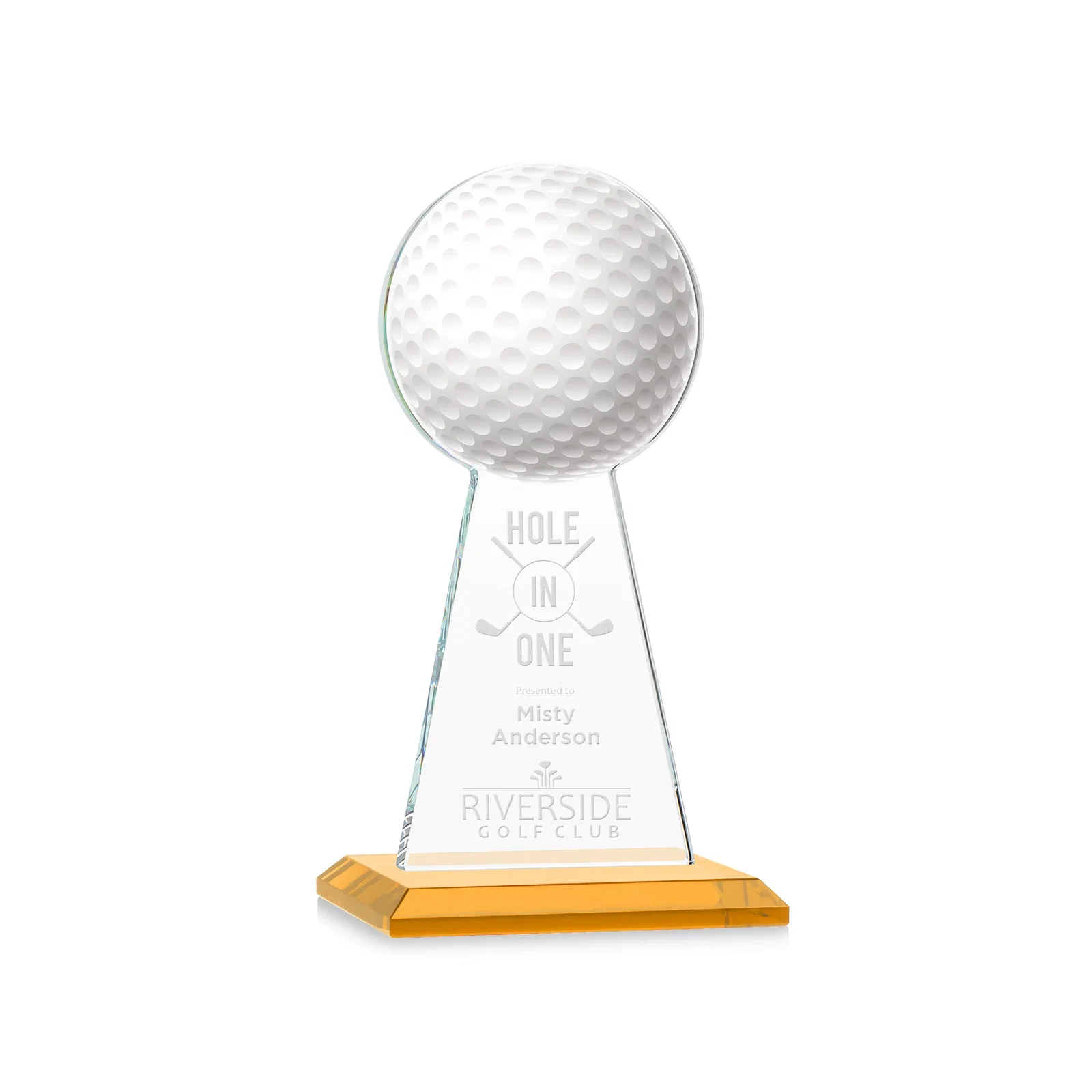 Custom Starfire Crystal Award With Golf Ball-Shaped Peak for corporate award ceremonies