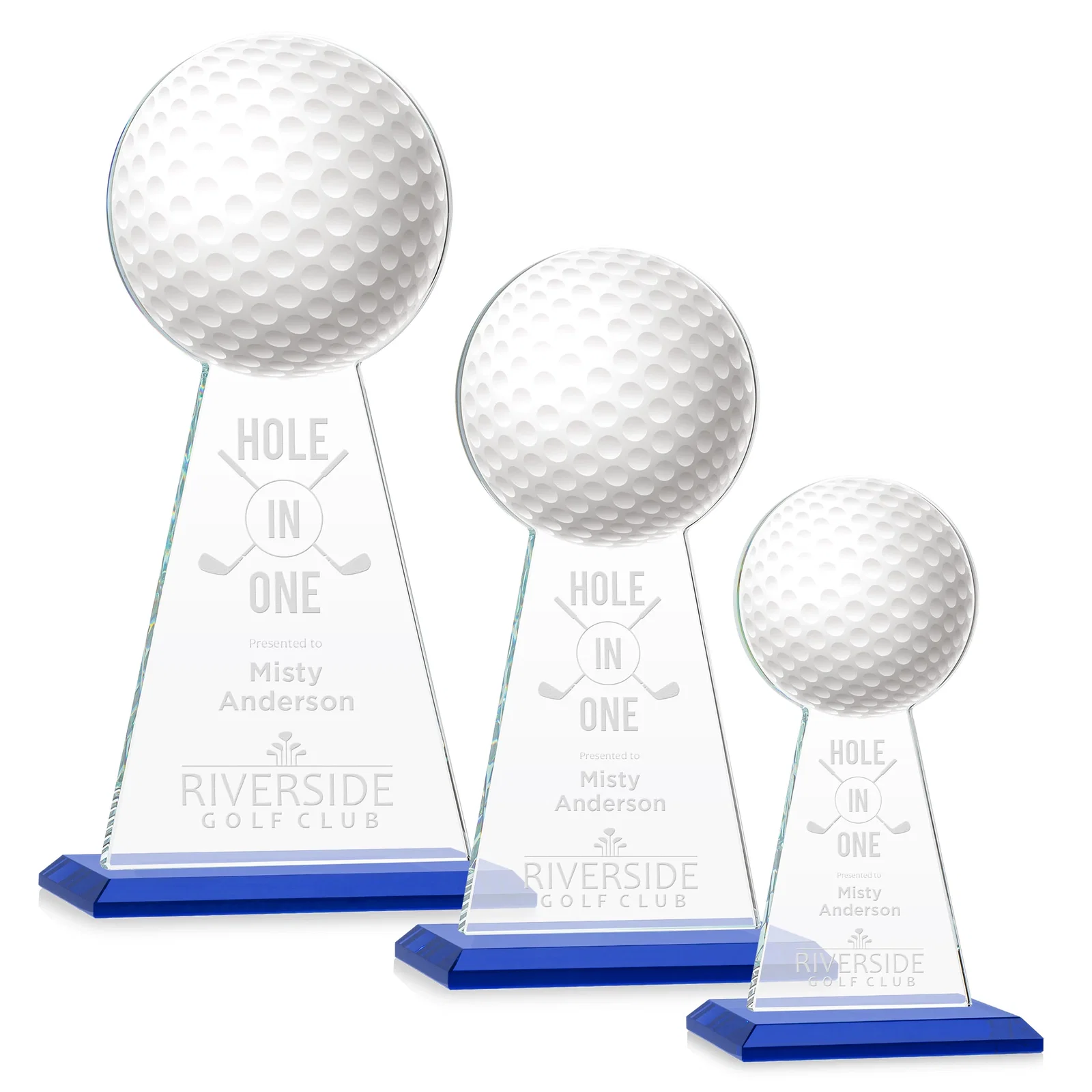 Personalized Starfire Crystal Award With Golf Ball-Shaped Peak for team milestone celebrations